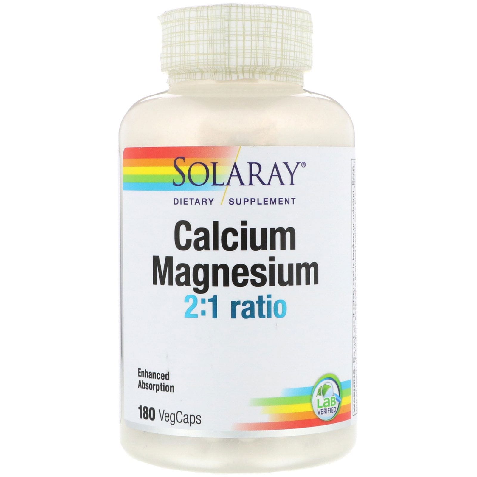 Solaray, Proporción de calcio y magnesio de 2:1, 180 cápsulas vegetarianas