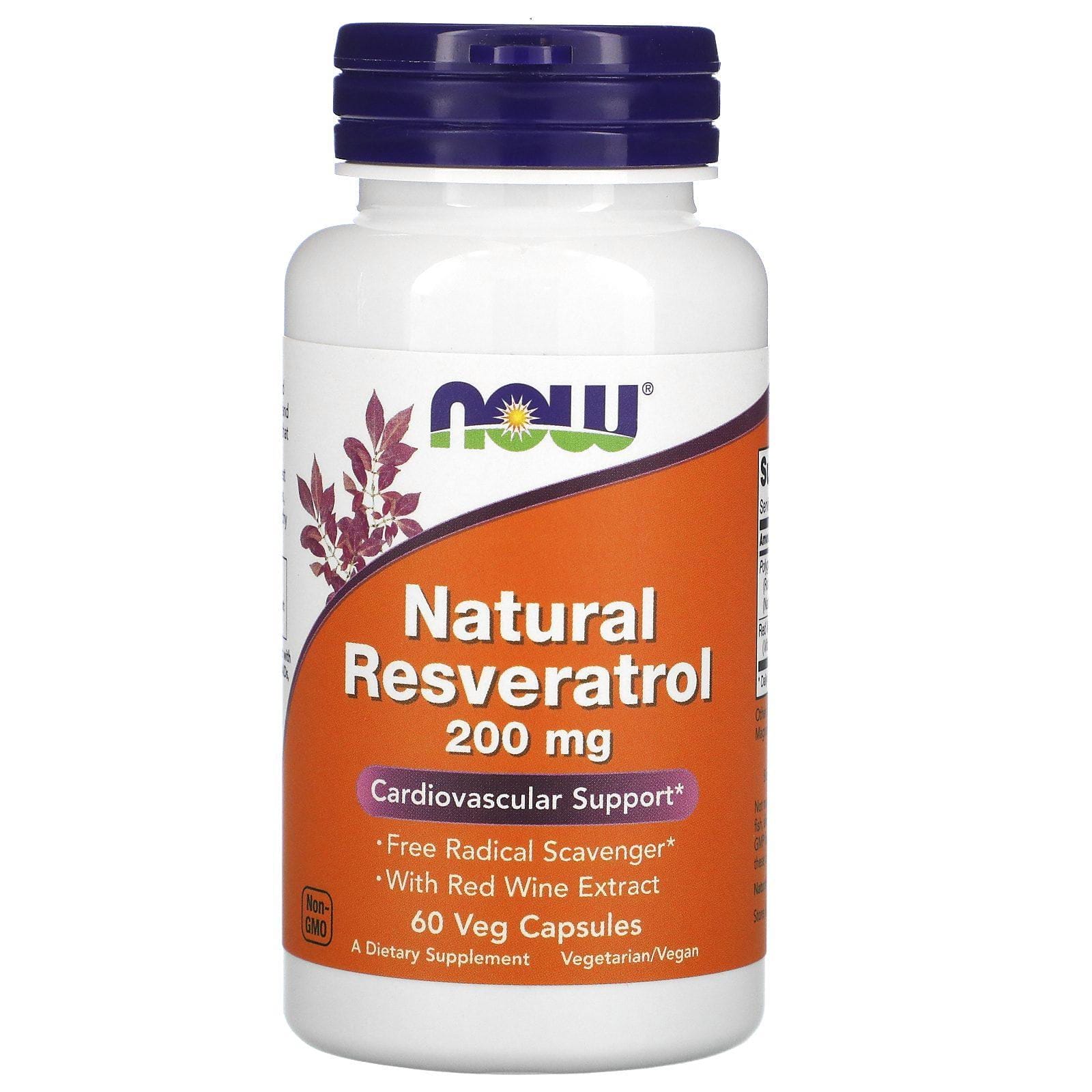 Now Foods, Resveratrol natural, 200 mg, 60 cápsulas vegetarianas