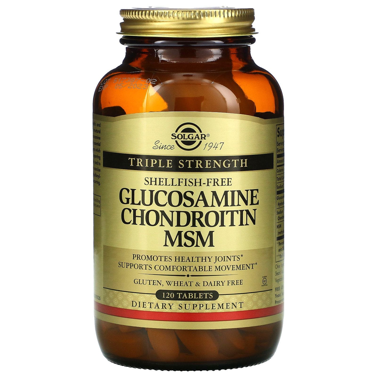 Solgar, Glucosamina, condroitina y MSM, triple potencia, 120 comprimidos