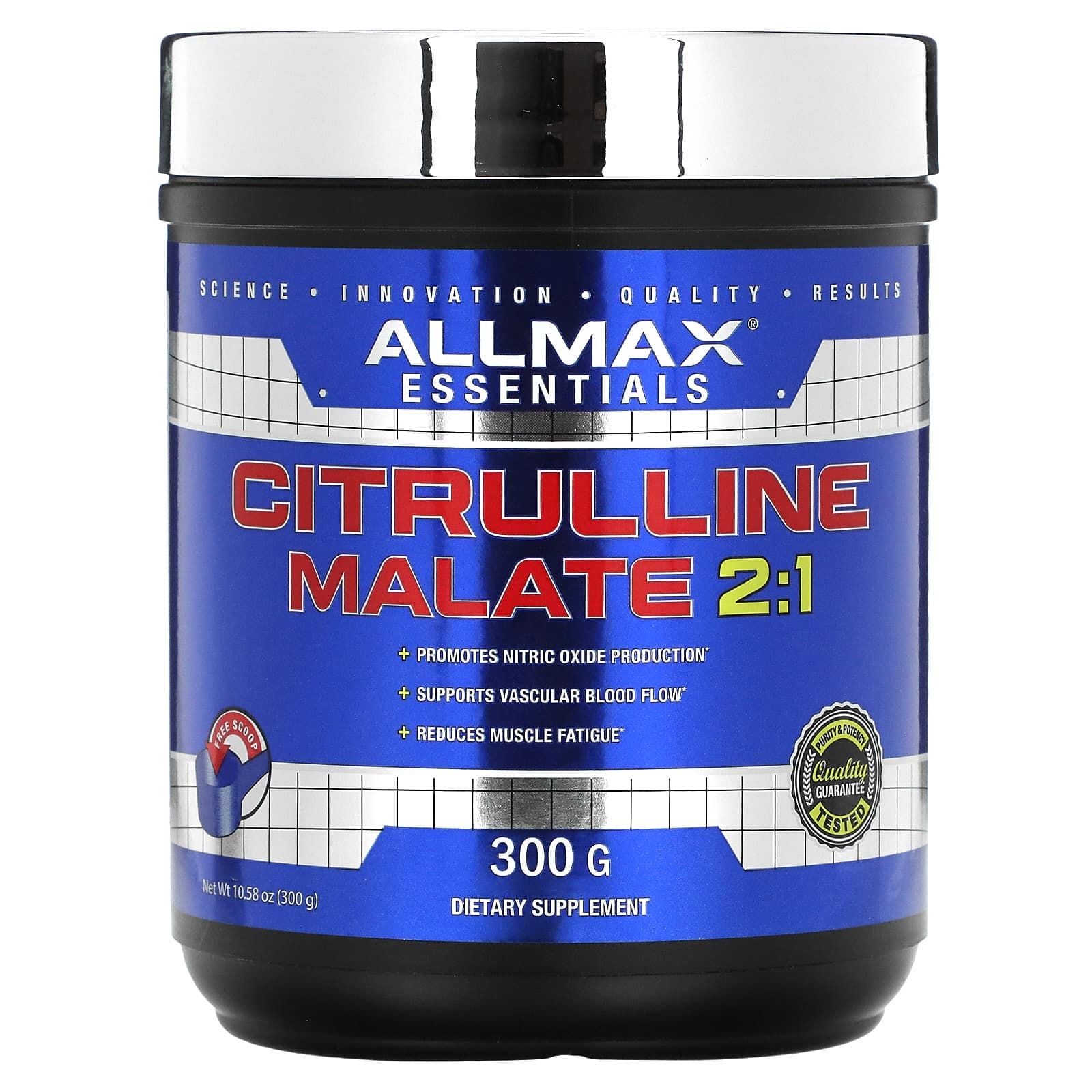 ALLMAX, Malato de citrulina, Sin sabor, 300 g