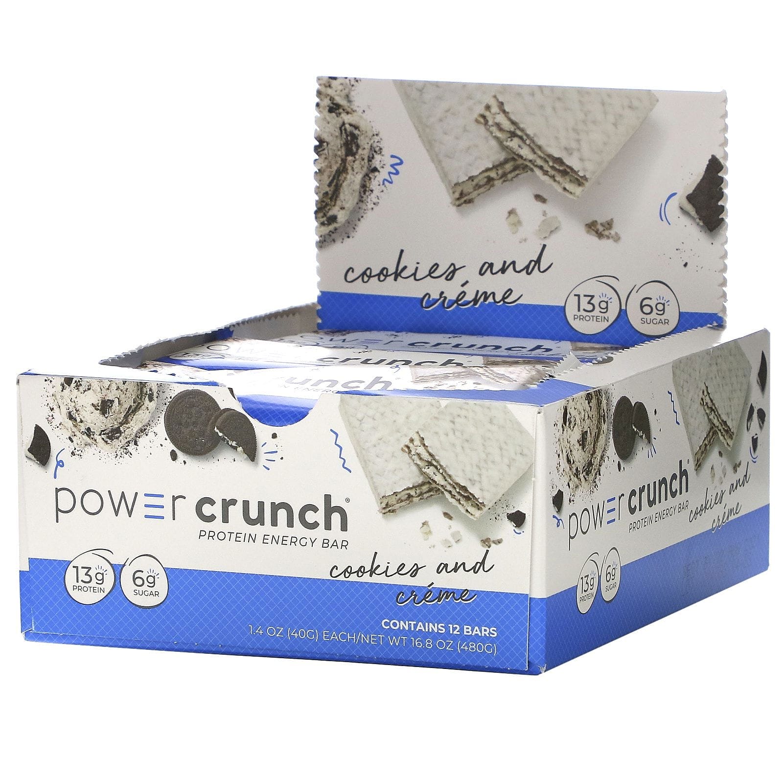 BNRG, Barra energética de proteínas Power Crunch, original, galletas con crema, 12 barras, 1,4 oz (40 g) cada una