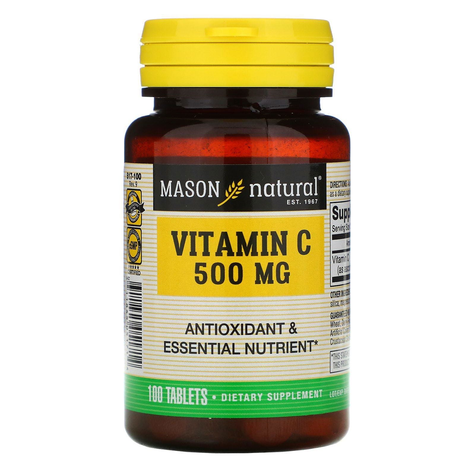 Mason Natural, Vitamina C, 500 mg, 100 comprimidos