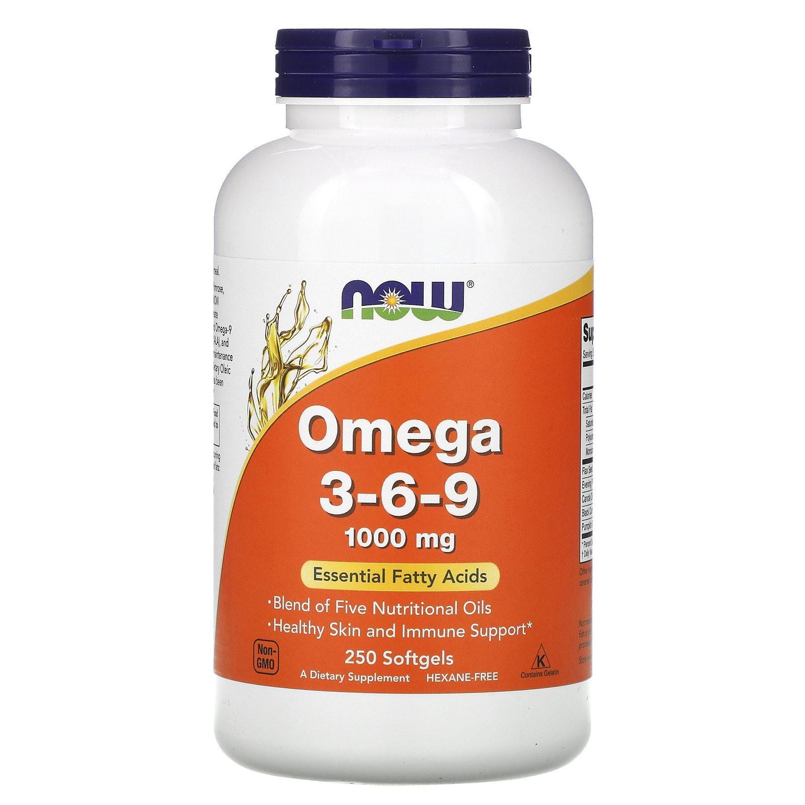 Now Foods, Omega 3-6-9, 1000 mg, 250 cápsulas blandas