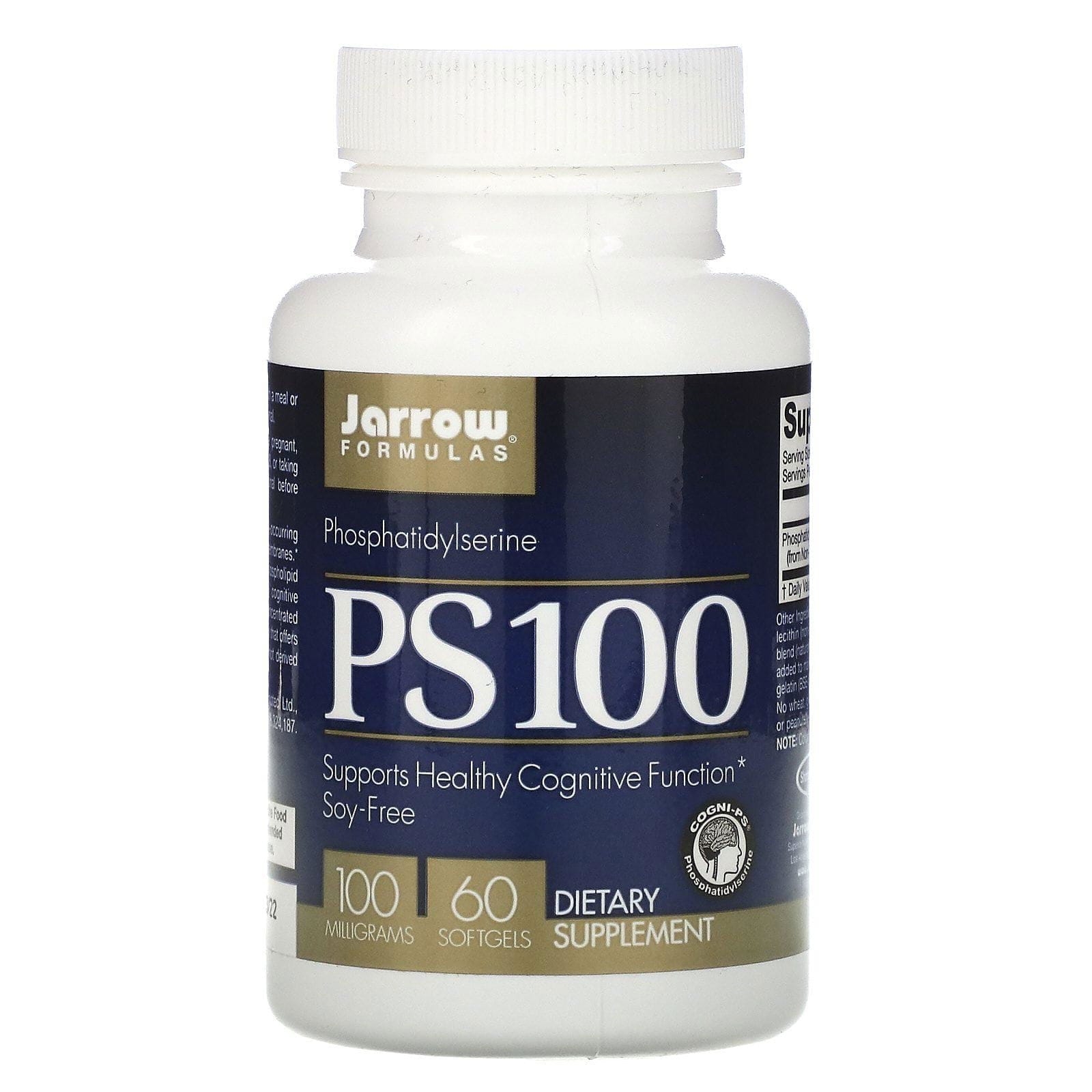 Jarrow Formulas, PS 100, Fosfatidilserina , 100 mg, 60 cápsulas blandas