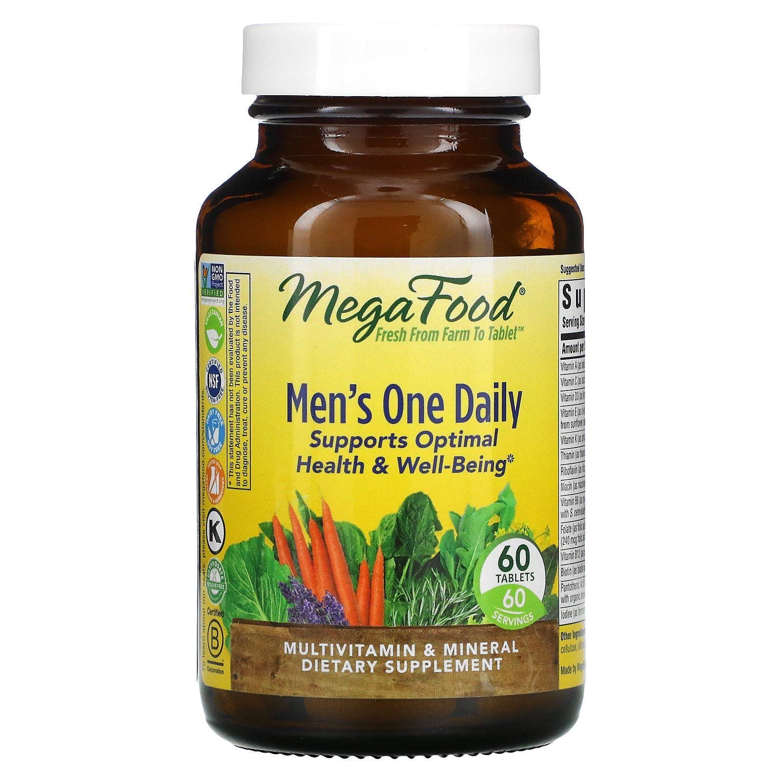 MegaFood, Suplemento para hombres, Un comprimido diario, 60 comprimidos