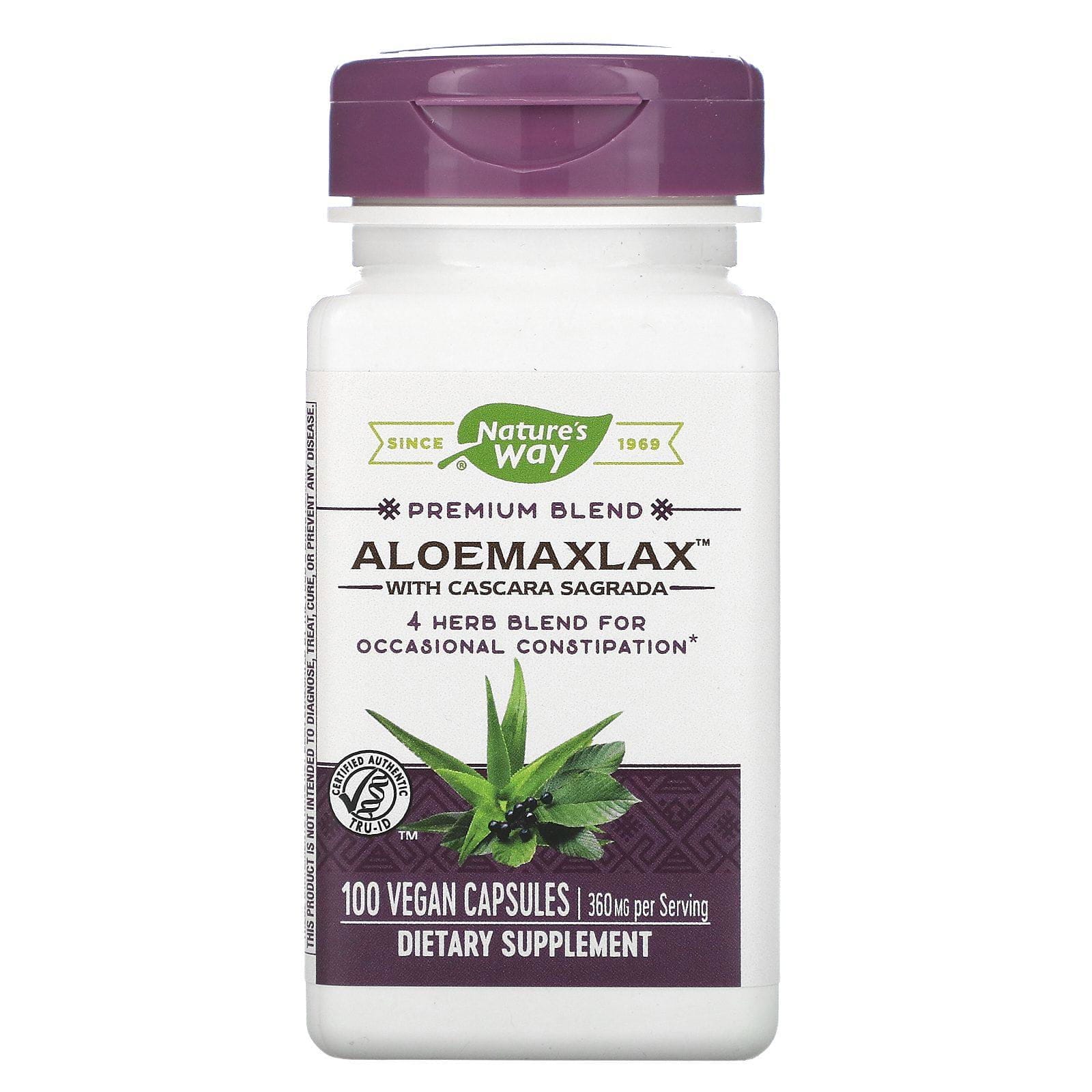 Nature's Way, AloeMaxLax with Cascara Sagrada, 360 mg, 100 Vegan Capsules