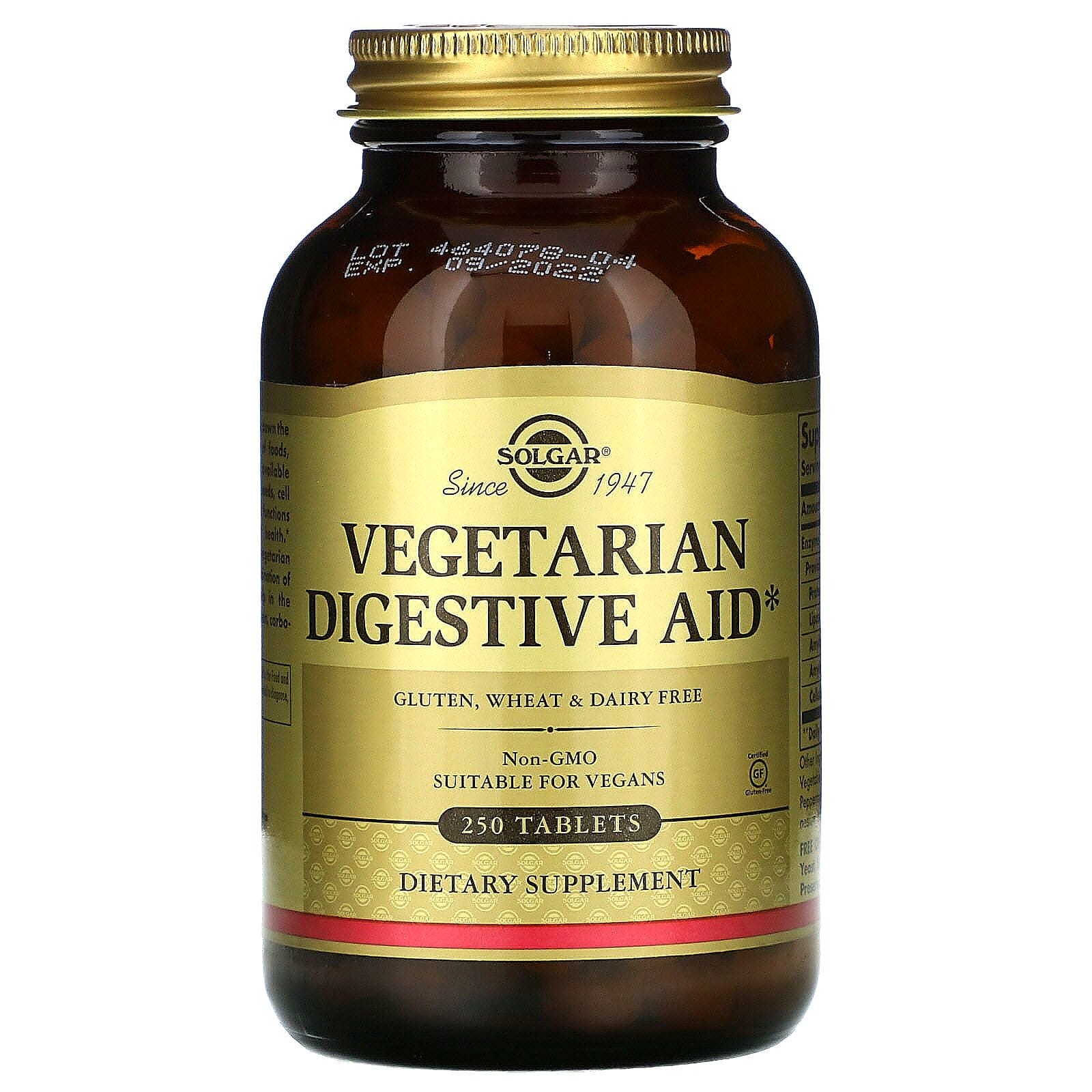 Solgar, Vegetarian Digestive Aid, 250 comprimidos