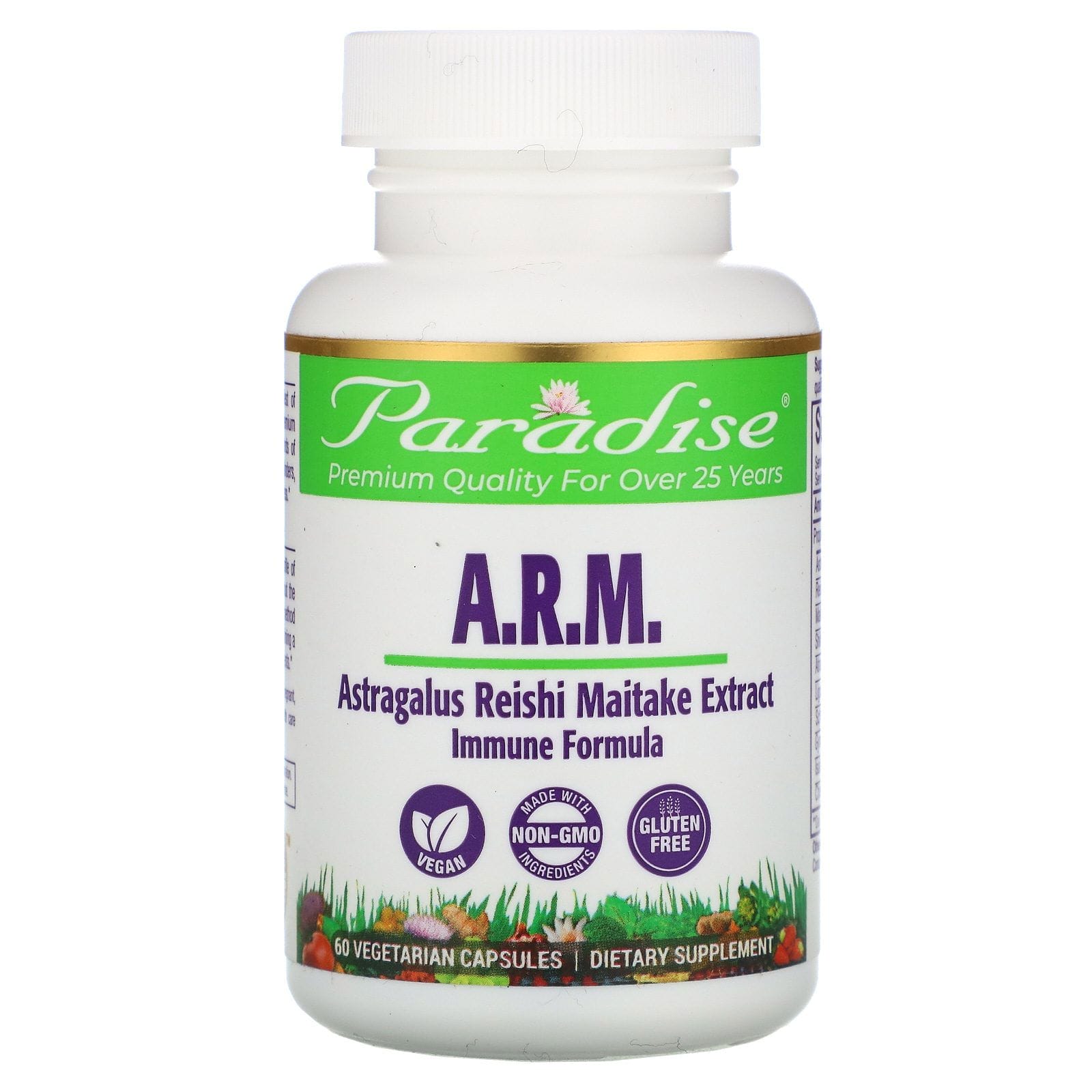 Paradise Herbs, Astrágalo, Hongo reishi maitake, 60 cápsulas vegetales