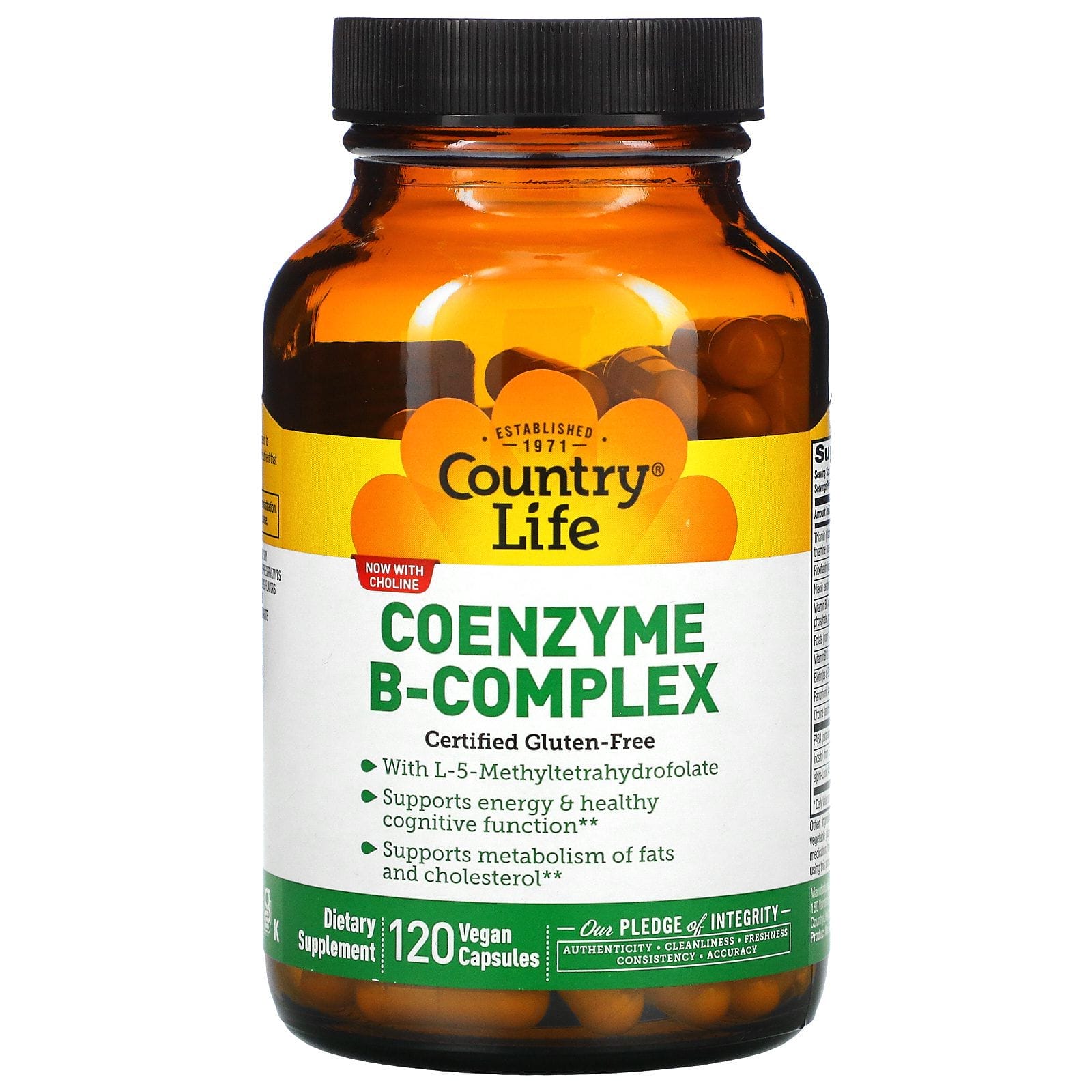 Country Life, Cápsulas con coenzima de complejo B, 120 cápsulas veganas