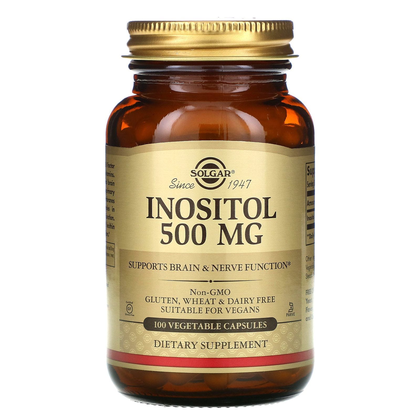 Solgar, Inositol, 500 mg, 100 cápsulas vegetales