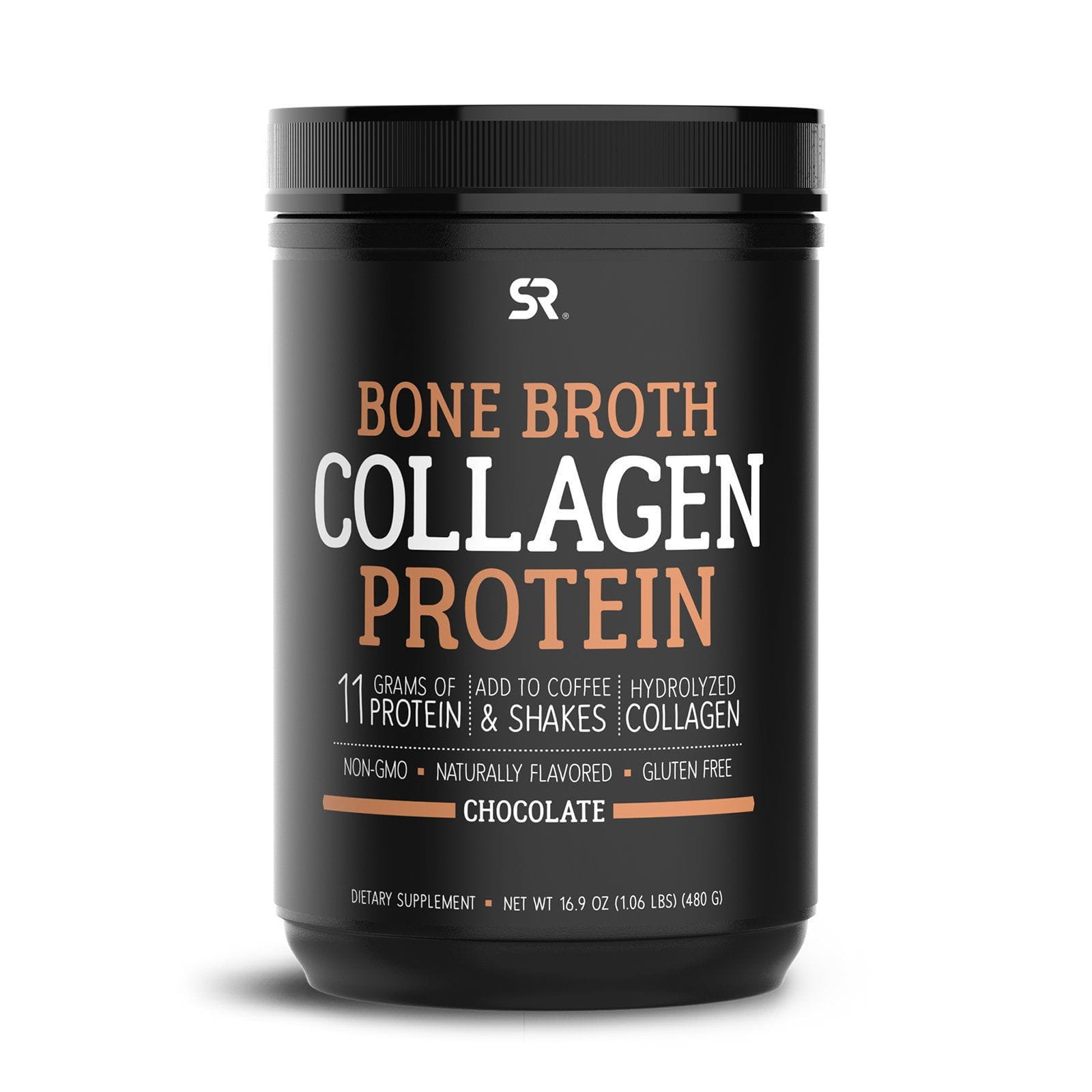 Sports Research, Bone Broth Collagen Protein, Chocolate, 1.06 lb (480 g)