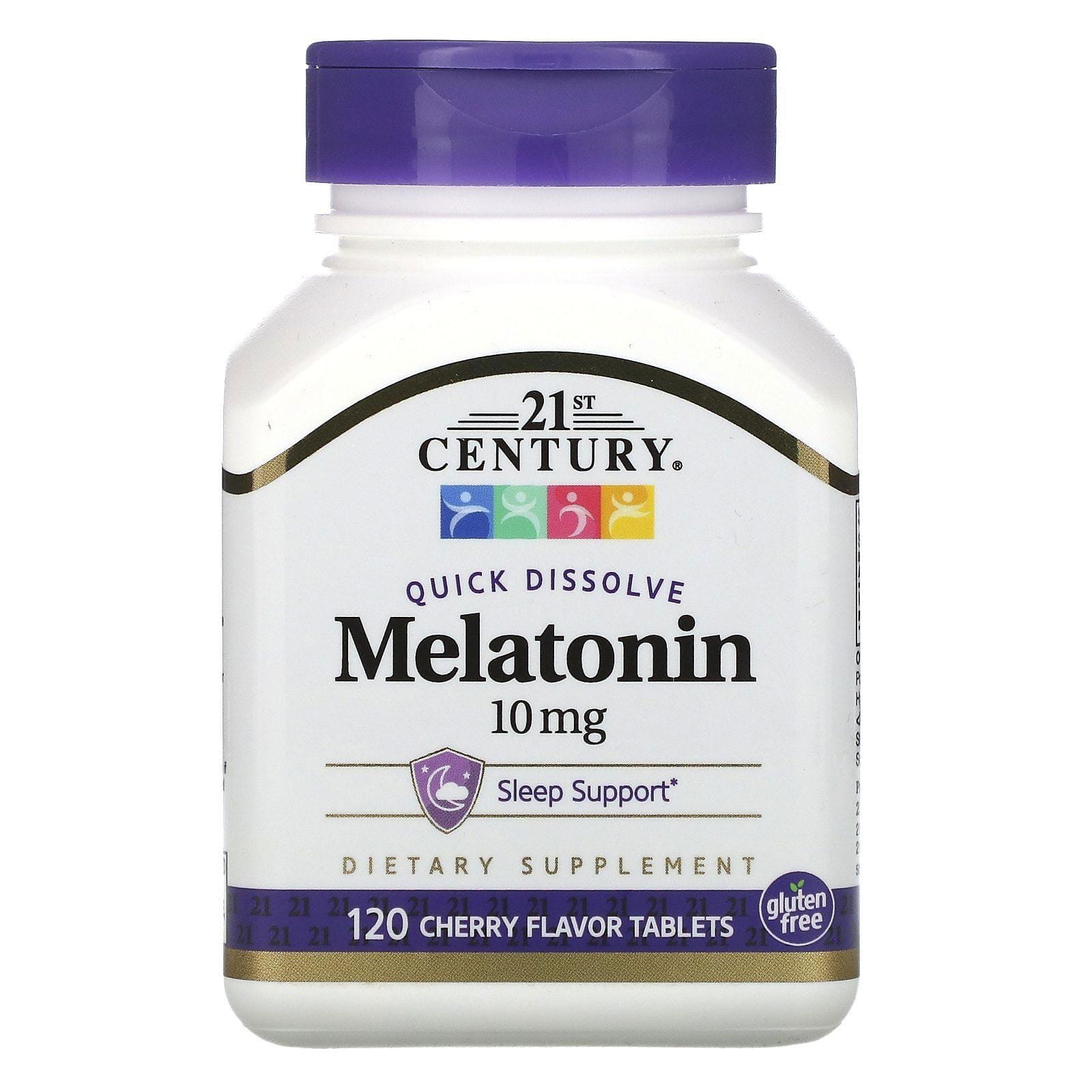 21st Century, Melatonina de disolución rápida, Sabor a cereza, 10 mg, 120 comprimidos