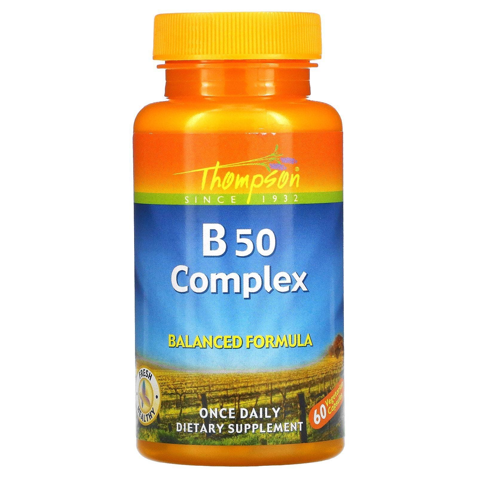 Thompson, Complejo de vitaminas B 50, 60 cápsulas vegetales