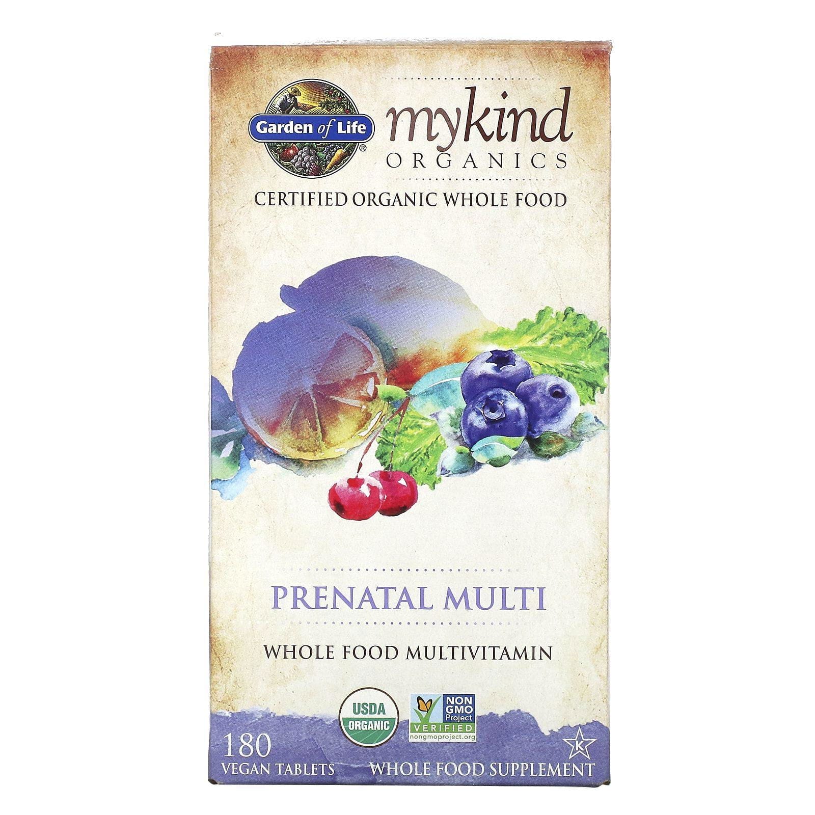 Garden of Life, MyKind Organics, Suplemento multivitamínico prenatal, 180 comprimidos veganos