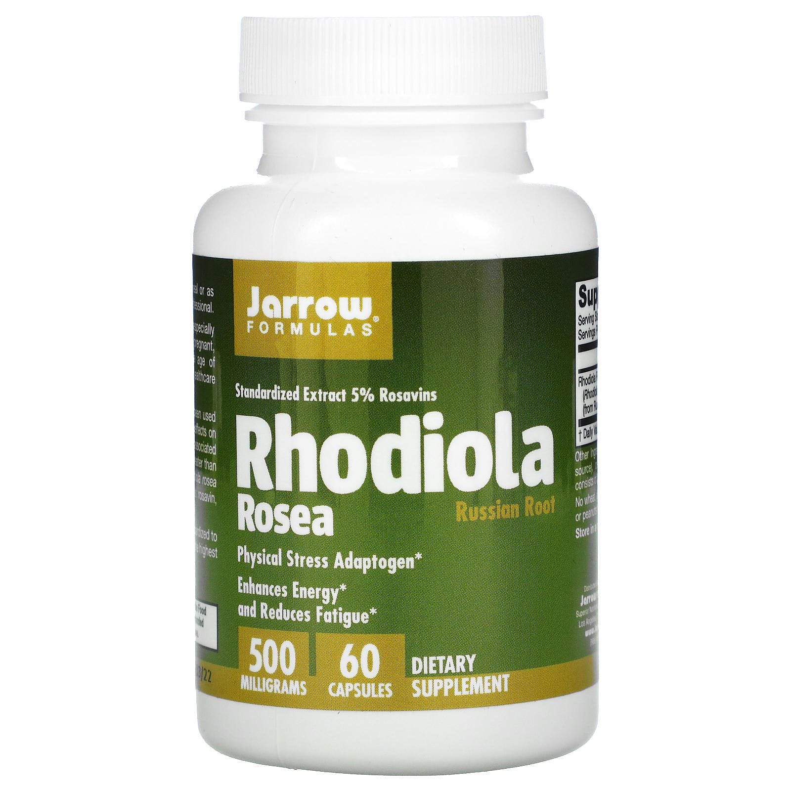 Jarrow Formulas, Rhodiola rosea, 500 mg, 60 cápsulas