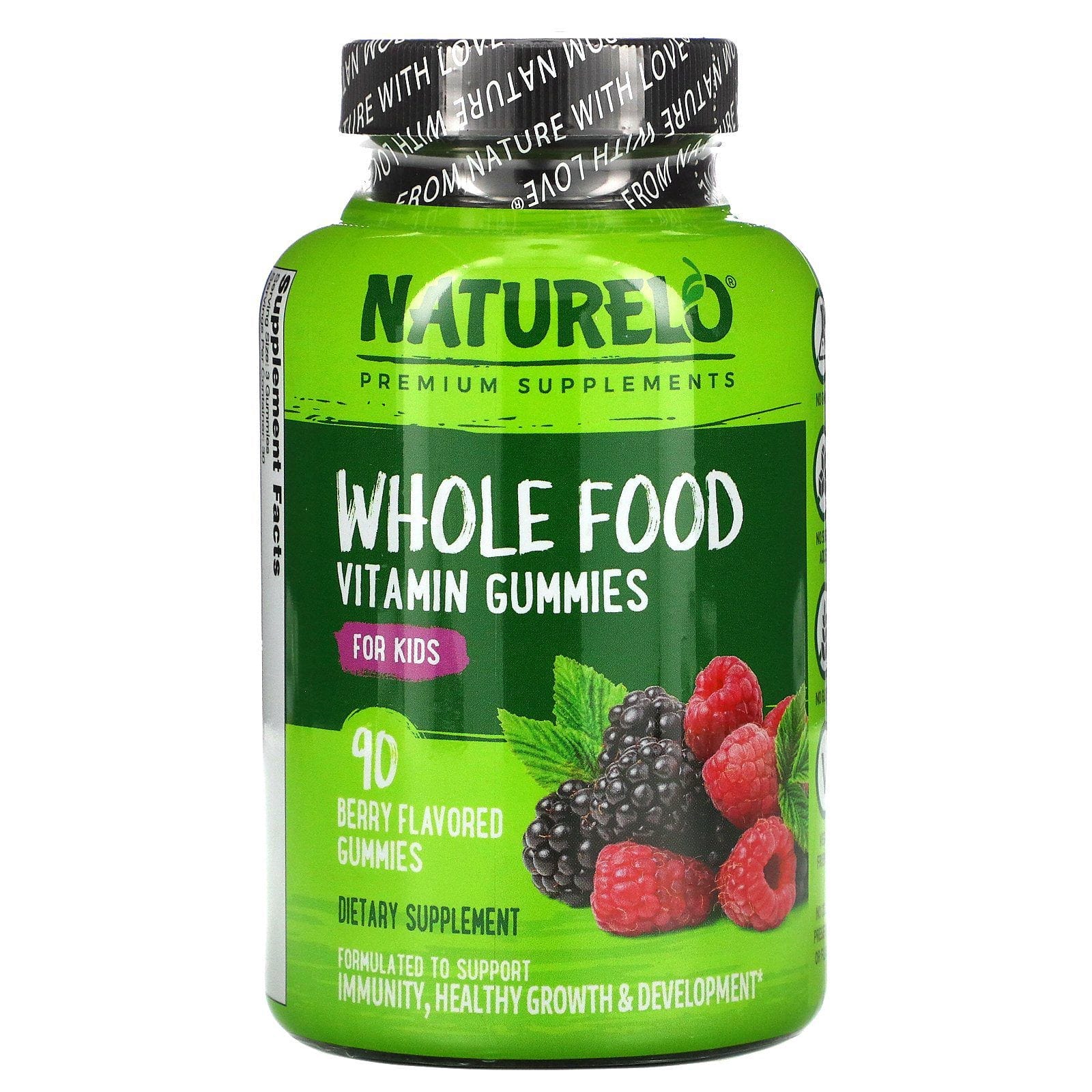 NATURELO, Whole Food Vitamin Gummies for Kids, Berry Flavored, 90 Gummies