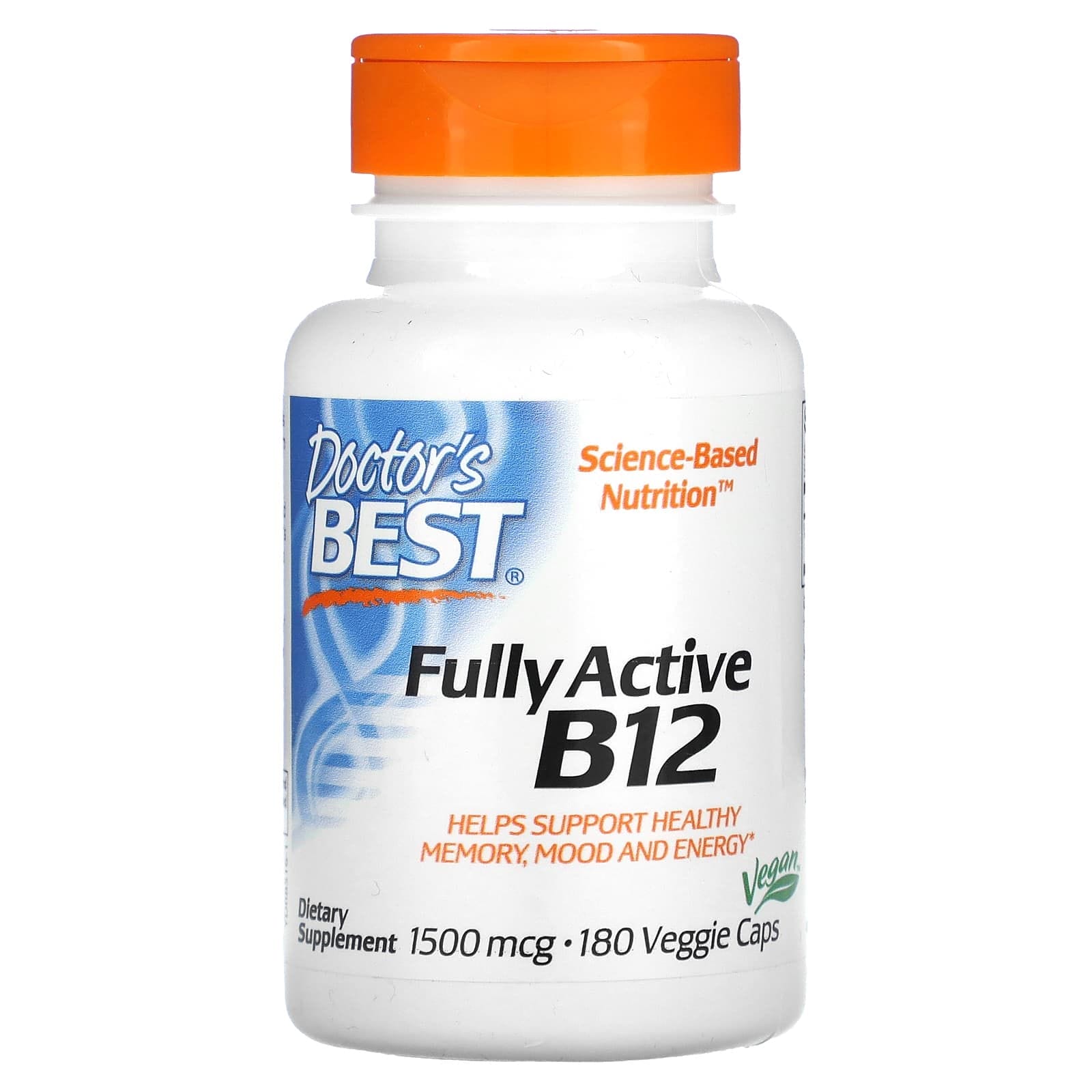 Doctor's Best, B12 de acción integral, 1500 mcg, 180 cápsulas vegetarianas