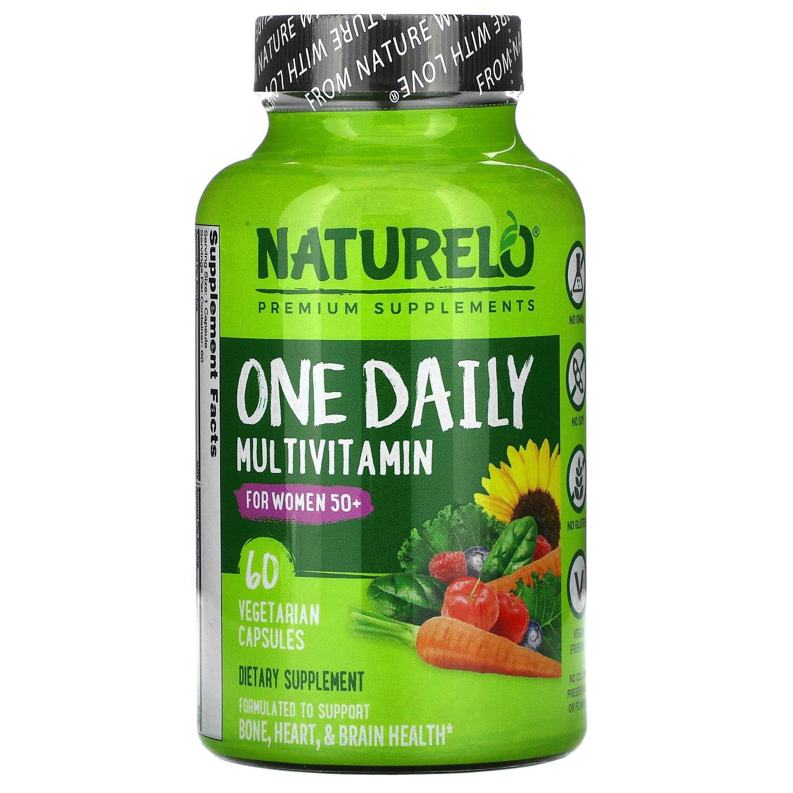 NATURELO, Suplemento multivitamínico para mujeres mayores de 50 años, Uno por día, 60 cápsulas vegetarianas