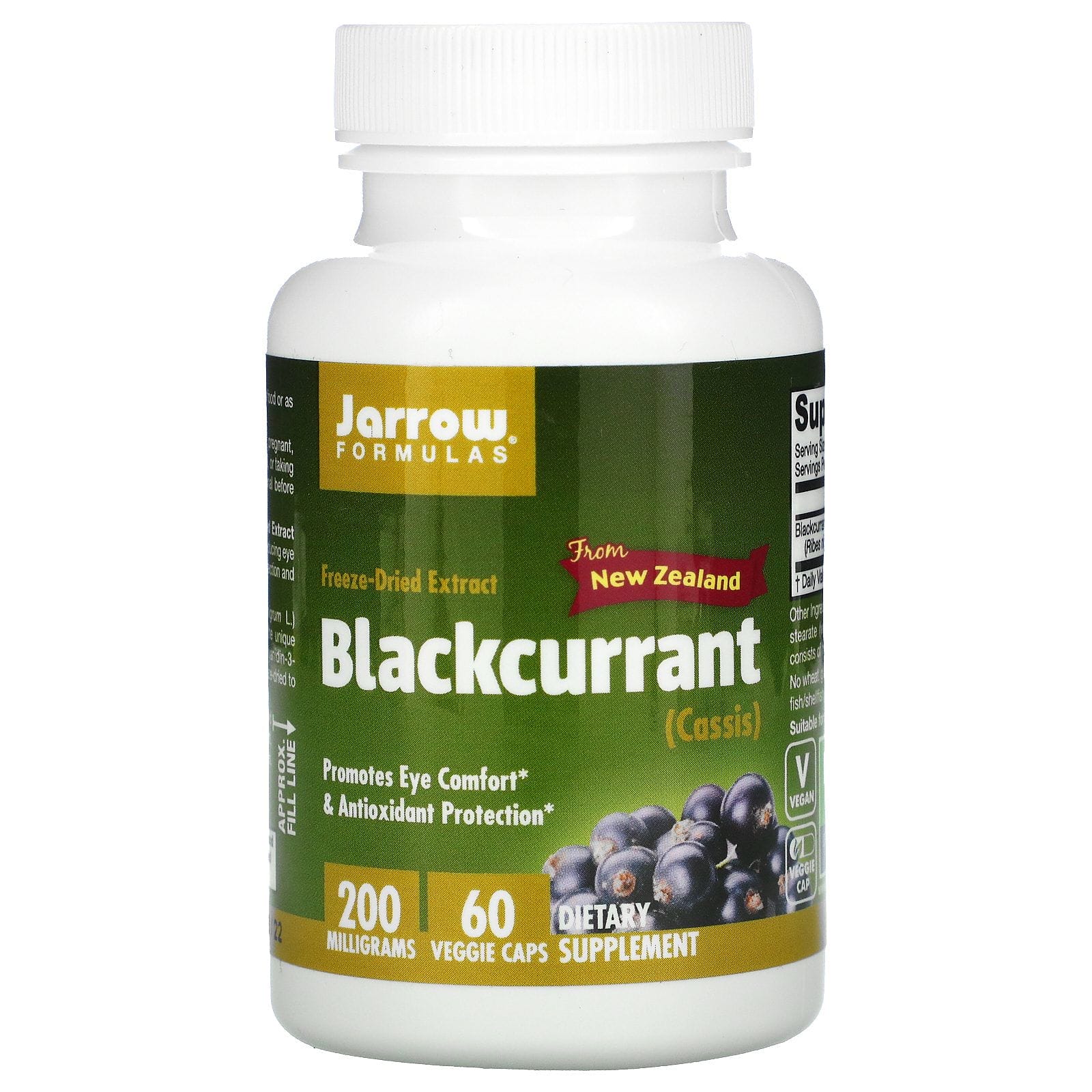 Jarrow Formulas, Grosella negra, 200 mg, 60 cápsulas vegetales