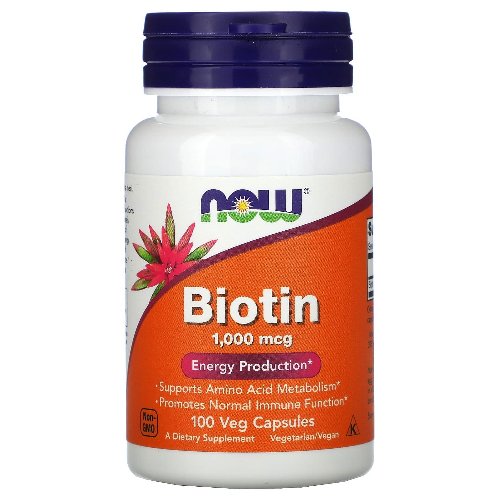 NOW Foods, Biotina, 1000 mcg, 100 cápsulas vegetales