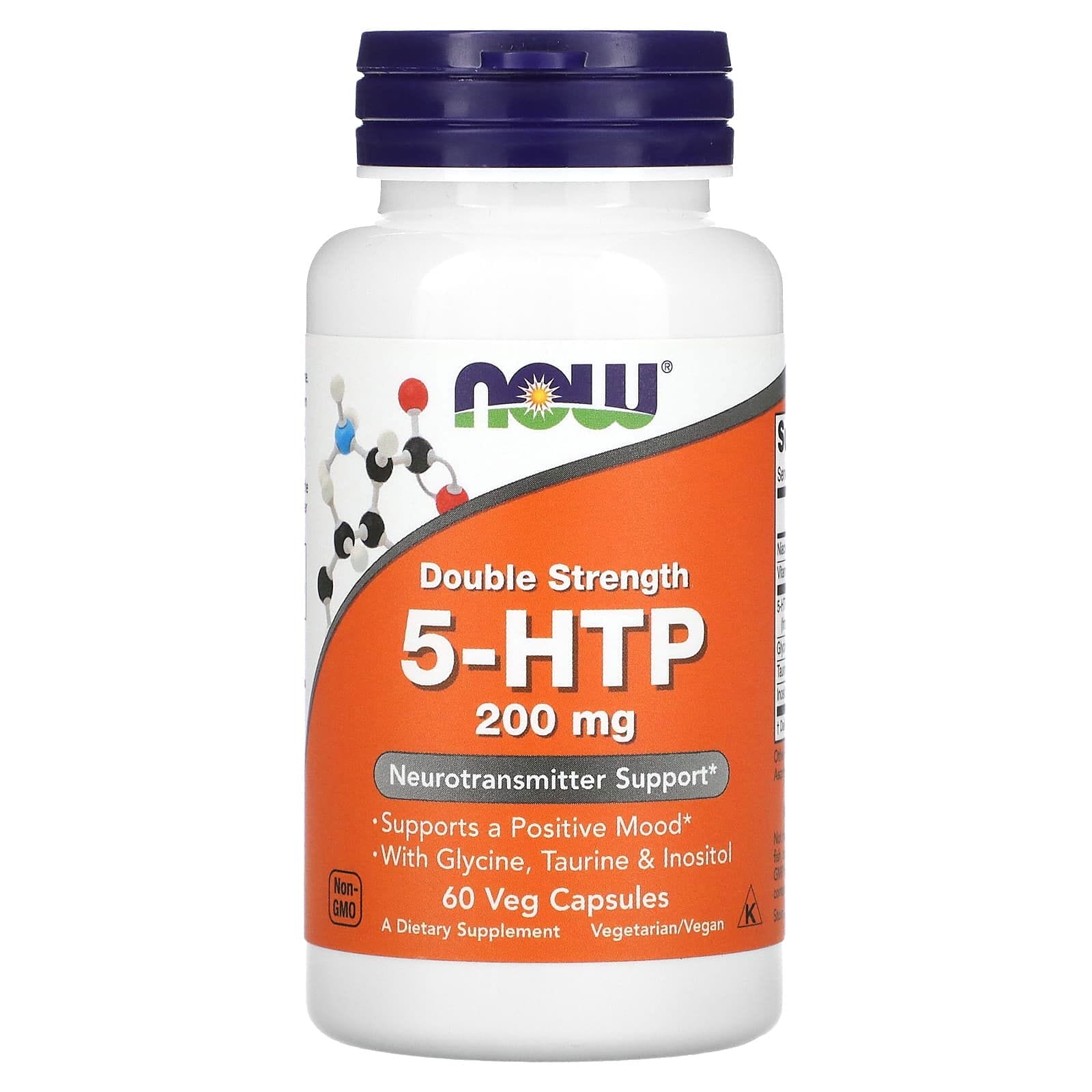 NOW Foods, 5-HTP, Doble acción, 200 mg, 60 cápsulas vegetarianas