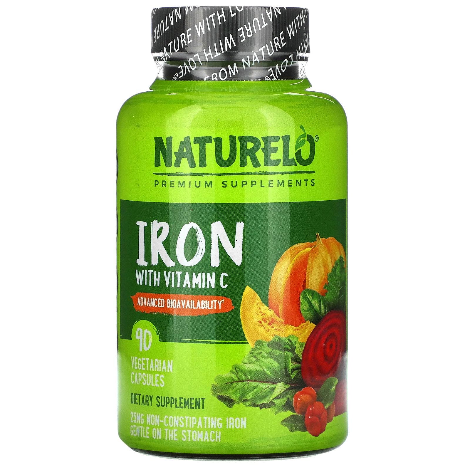 NATURELO, Iron with Vitamin C, 90 Vegetarian Capsules