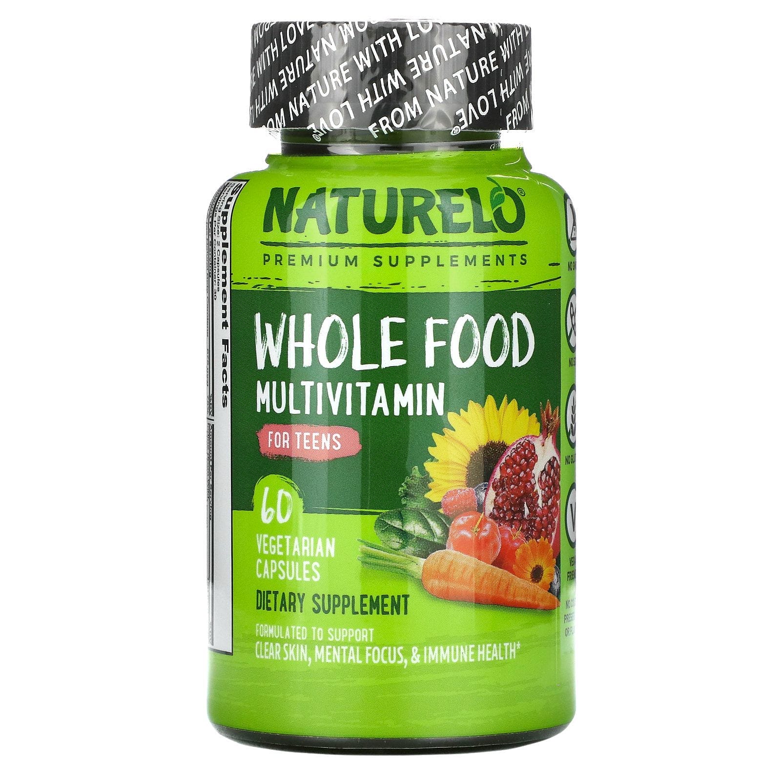 NATURELO, Whole Food Multivitamin for Teens, 60 Vegetarian Capsules