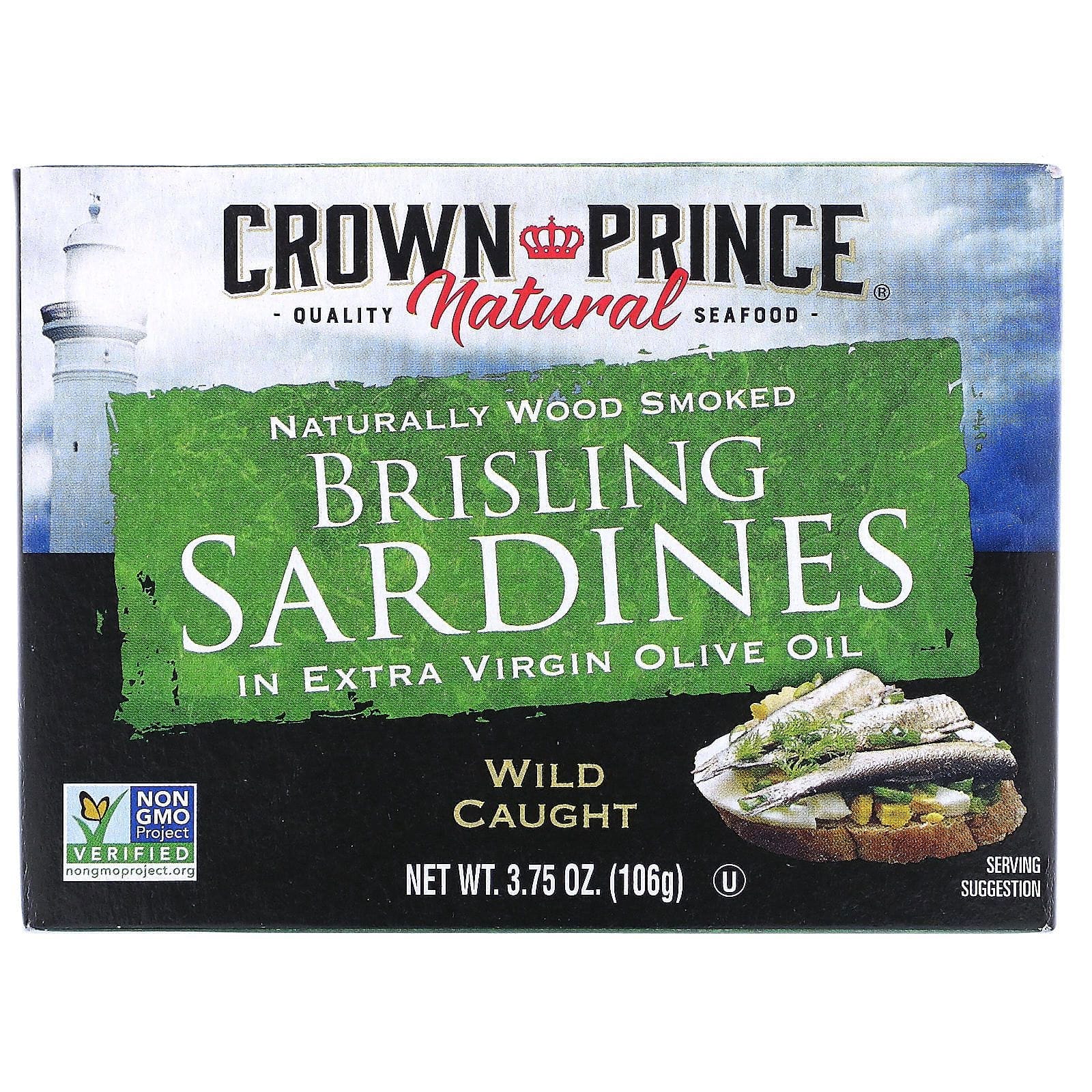Crown Prince Natural, Brisling Sardines in Extra Virgin Olive Oil, 3.75 oz (106 g)