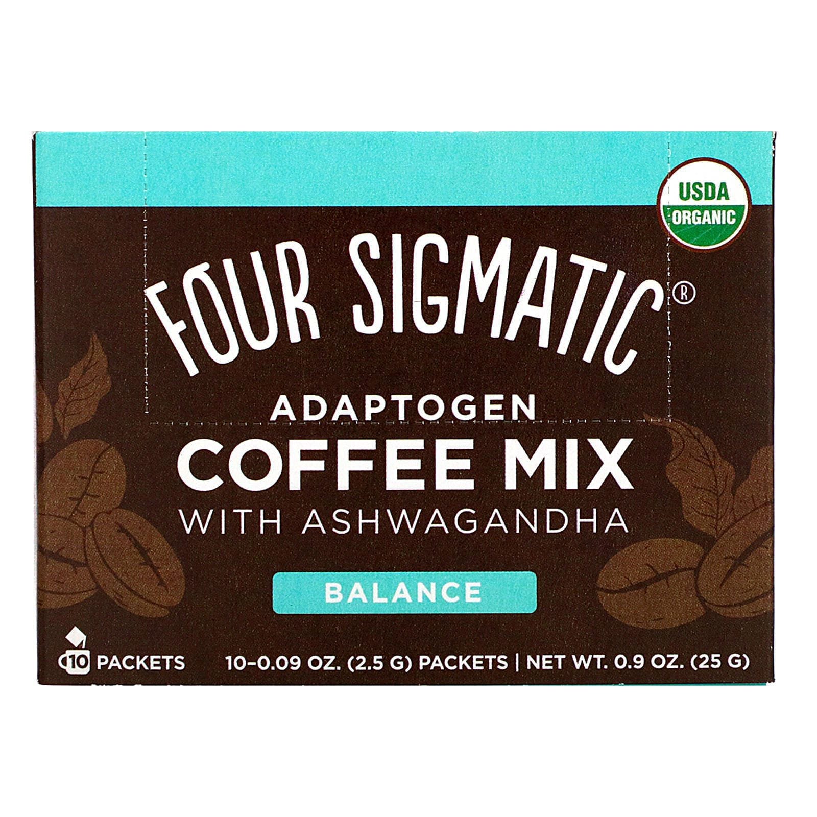 Four Sigmatic, Mezcla de café y adaptógenos con ginseng indio, 10 sobres, 2,5 g (0,09 oz) cada uno