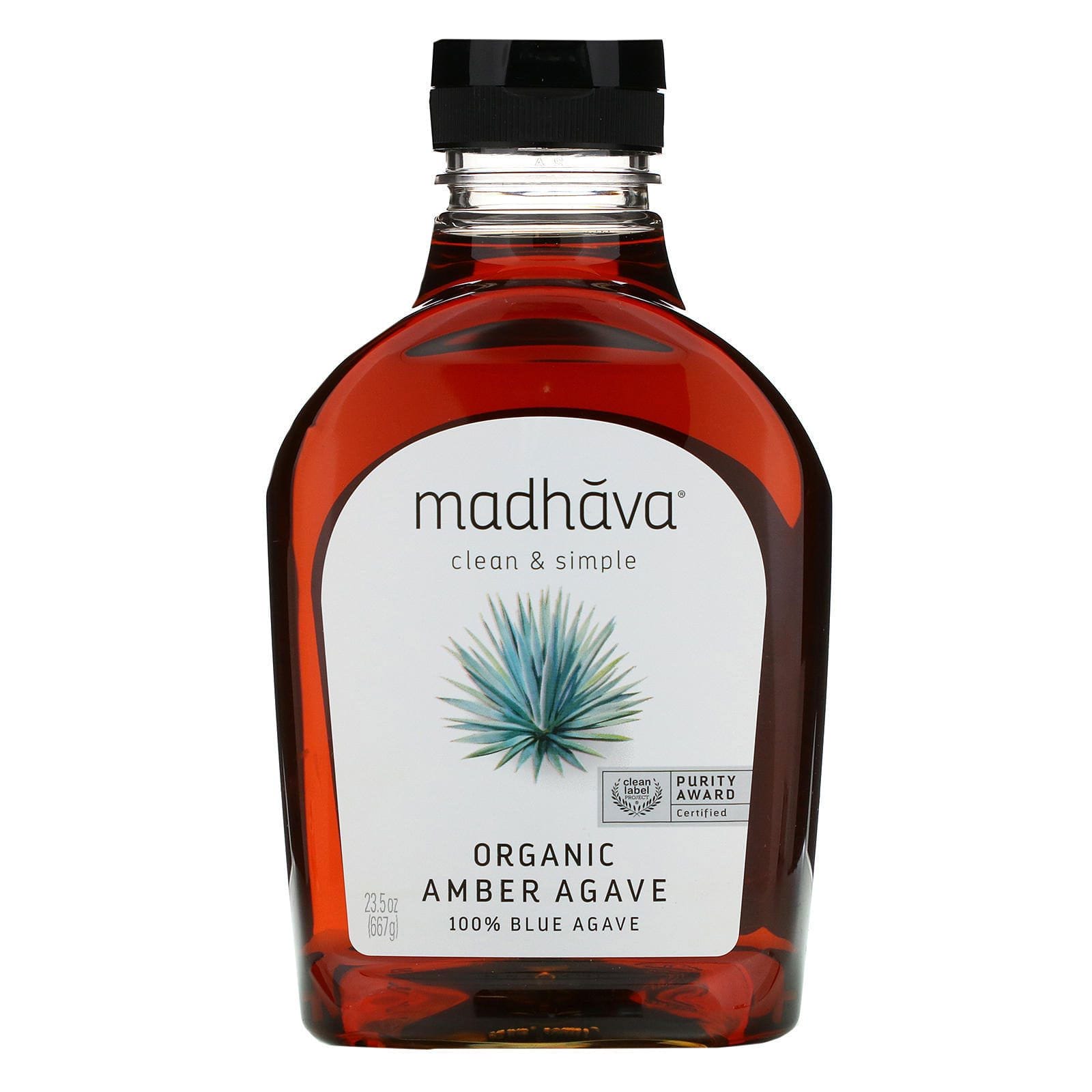 Madhava Natural Sweeteners, Agave azul crudo y ámbar orgánico, 23.5 oz (667 g)