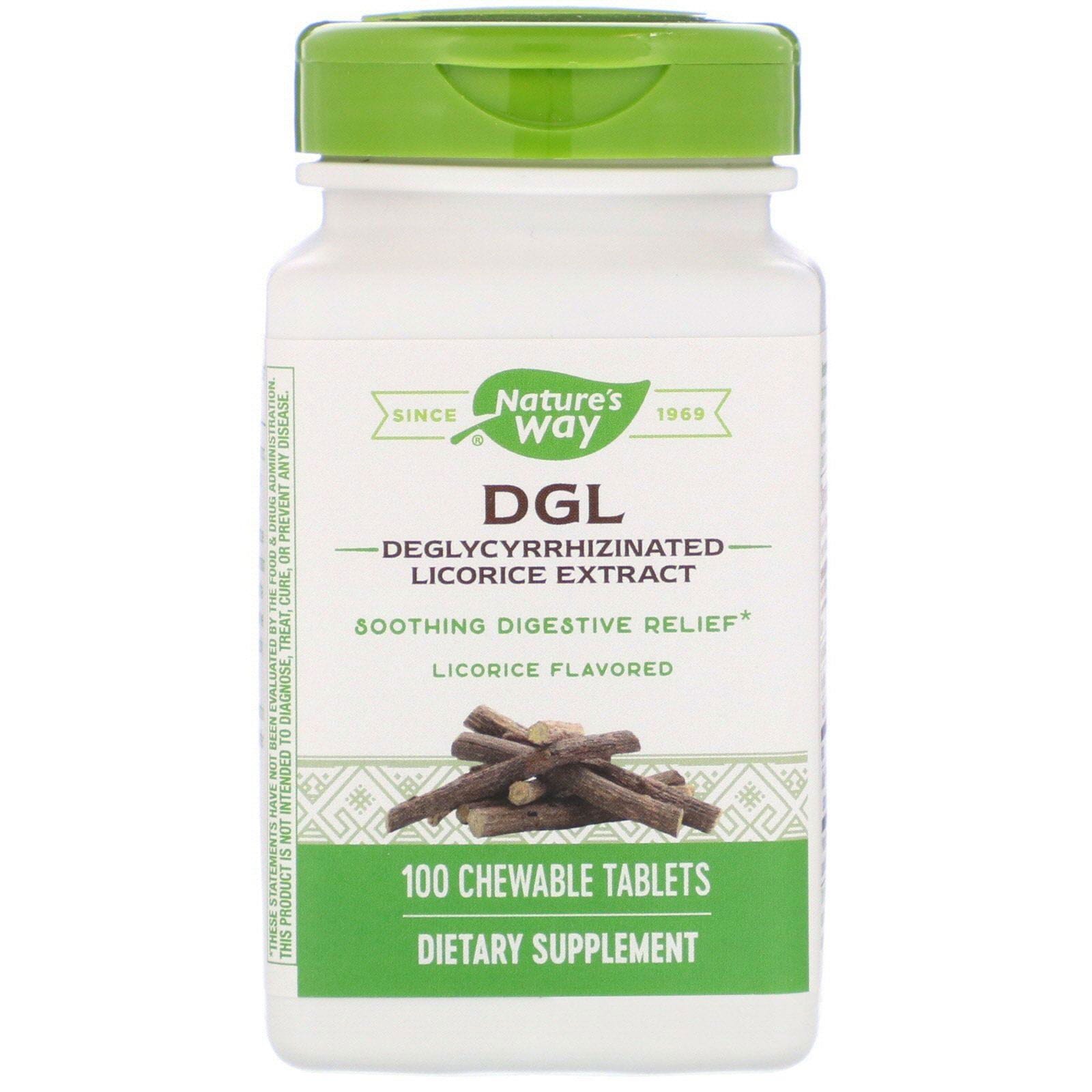 Nature's Way, DGL, Extracto de regaliz desglicirrizado, Regaliz con sabor, 100 tabletas masticables
