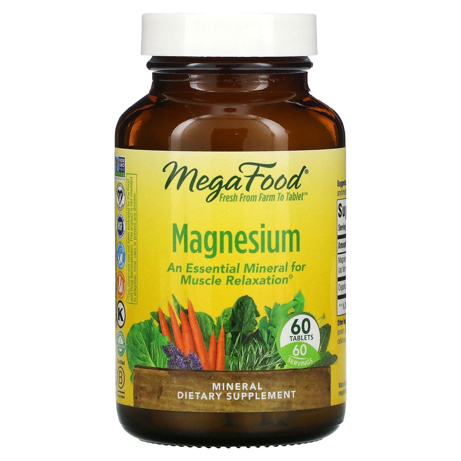 MegaFood, Magnesio, 60 comprimidos