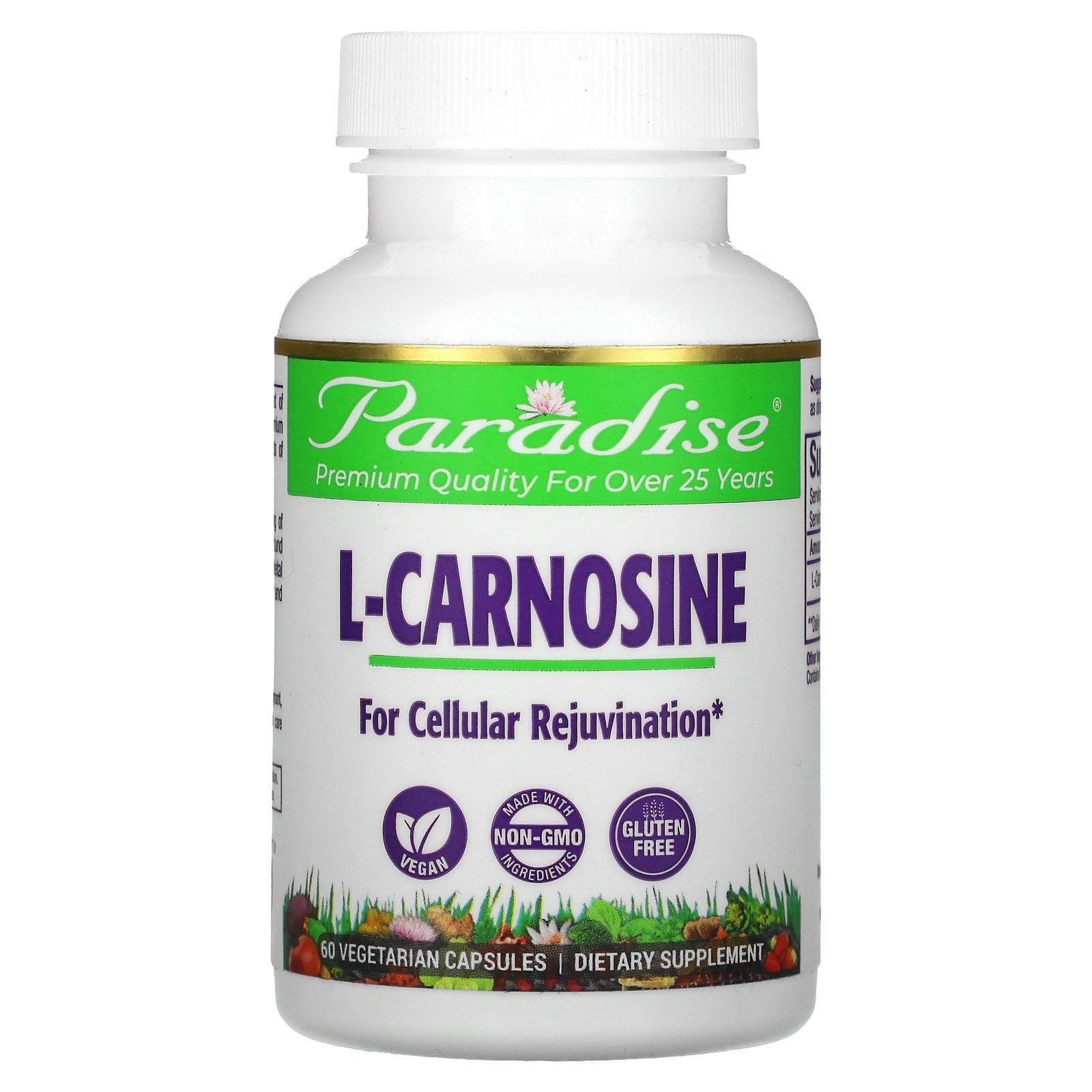 Paradise Herbs, L-Carnosina, 60 cápsulas veganas