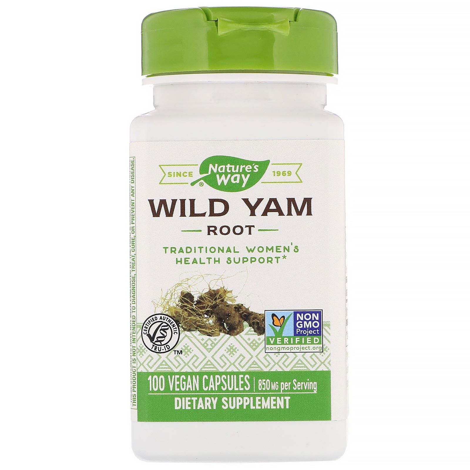 Nature's Way, Raíz de ñame silvestre, 850 mg, 100 cápsulas veganas