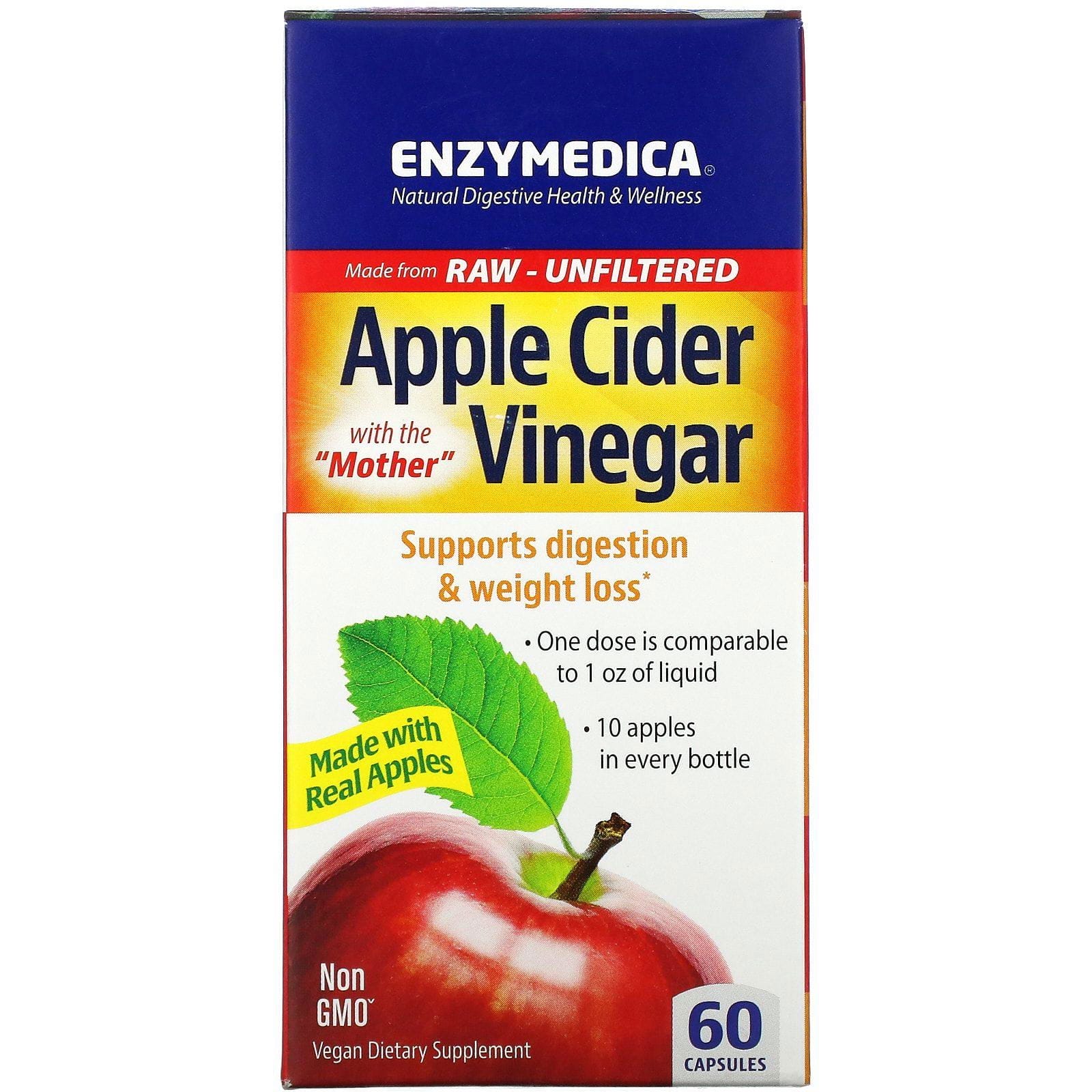 Enzymedica, Vinagre de sidra de manzana, 60 cápsulas