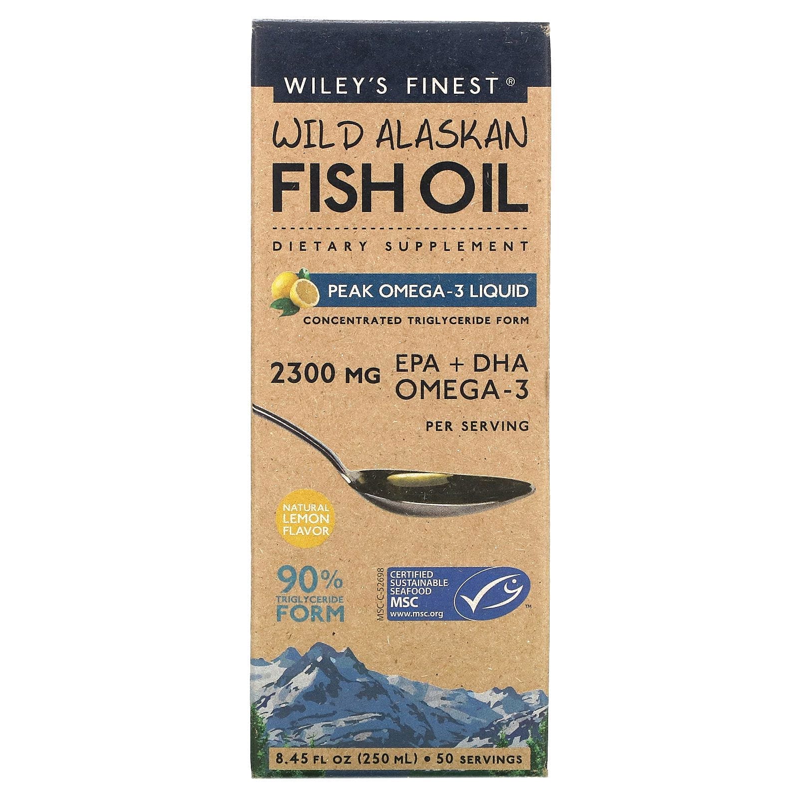 Wiley's Finest, Wild Alaskan Fish Oil, Peak Omega-3 Liquid, Natural Lemon Flavor, 8.45 fl oz (250 ml)