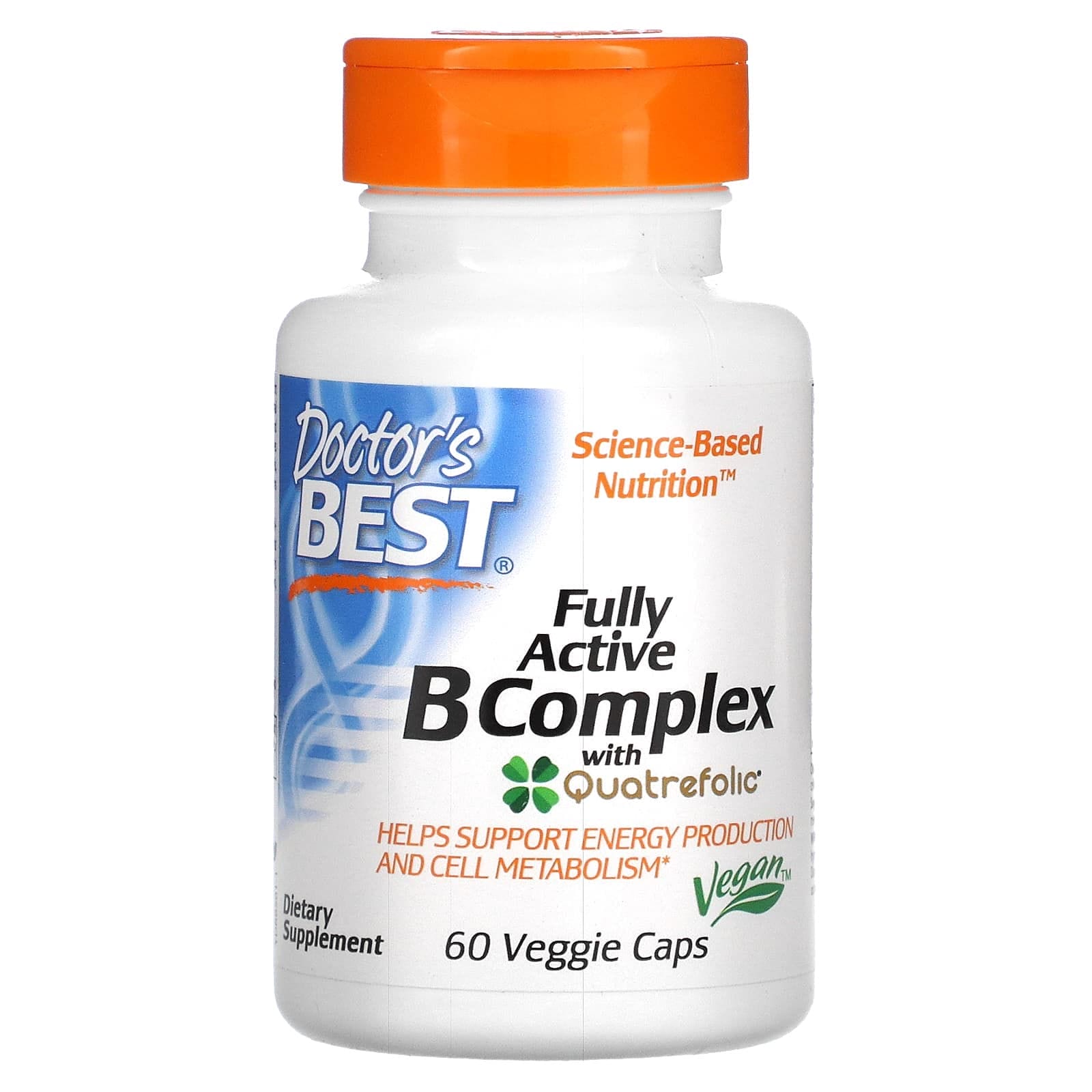 Doctor's Best, Complejo de vitaminas B completamente activo con Quatrefolic, 60 cápsulas vegetales