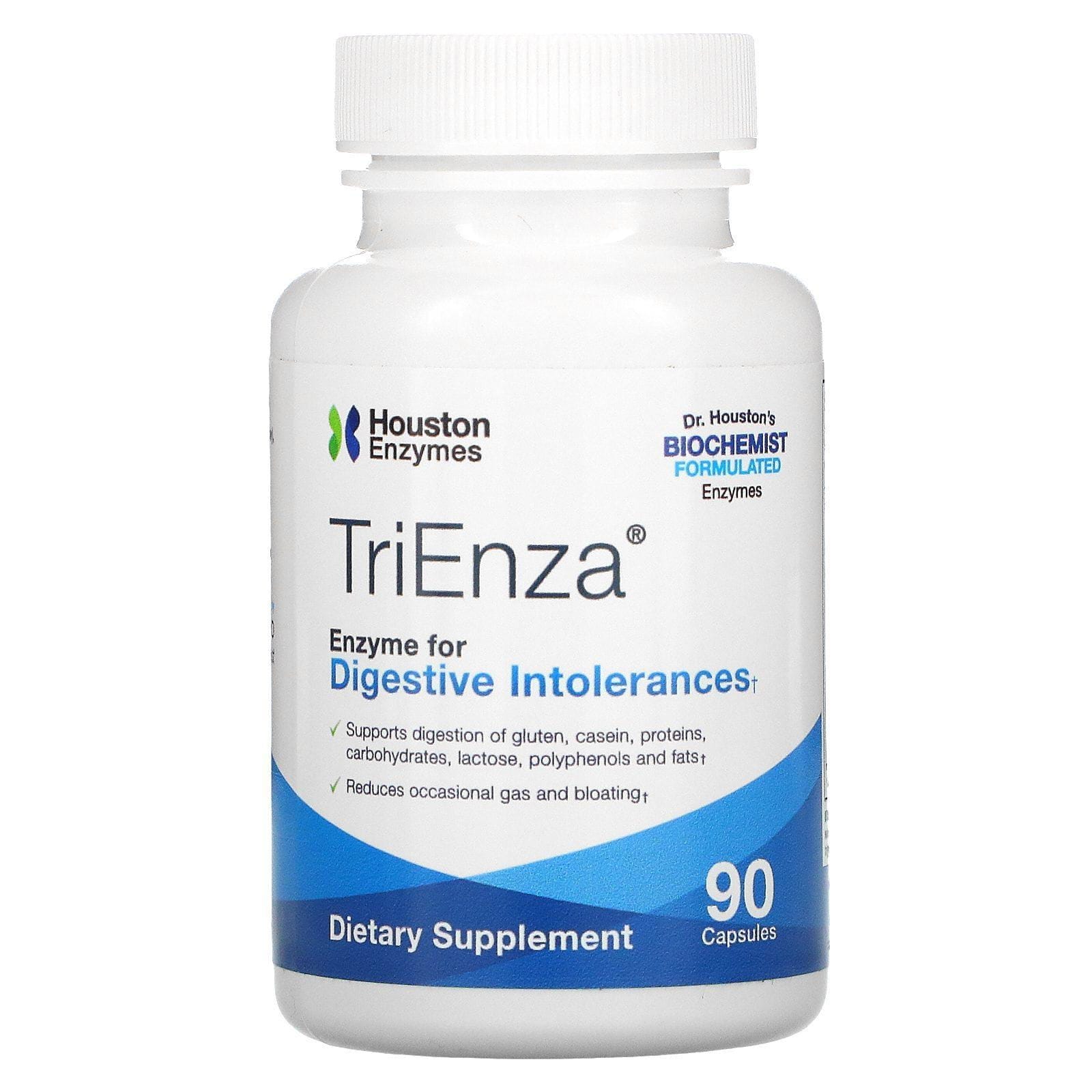 Houston Enzymes, TriEnza, Enzimas para intolerancias digestivas, 90 cápsulas
