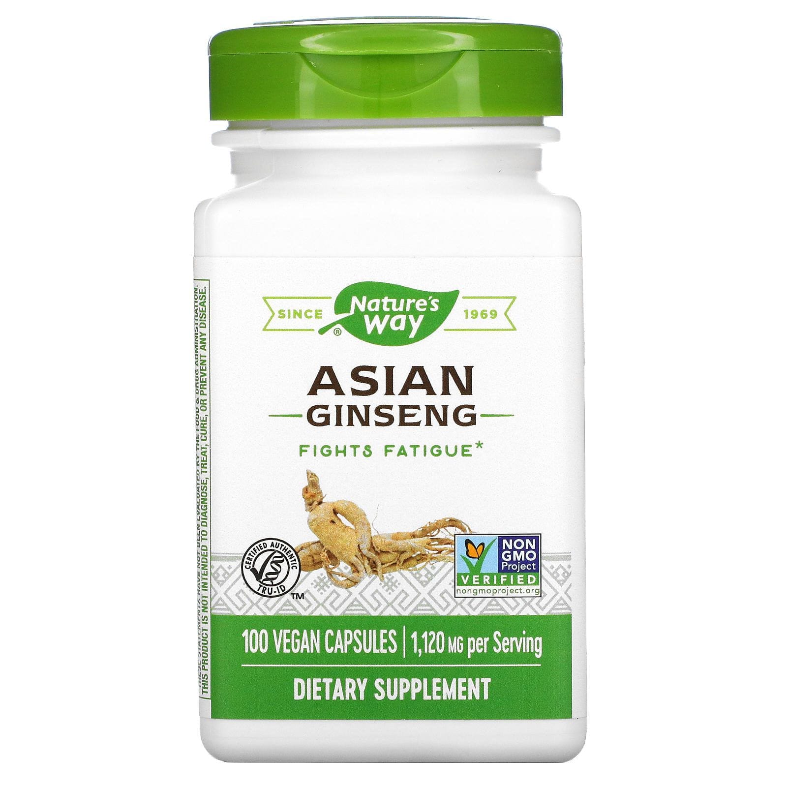 Nature's Way, Asian Ginseng, 1,120 mg, 100 Vegan Capsules