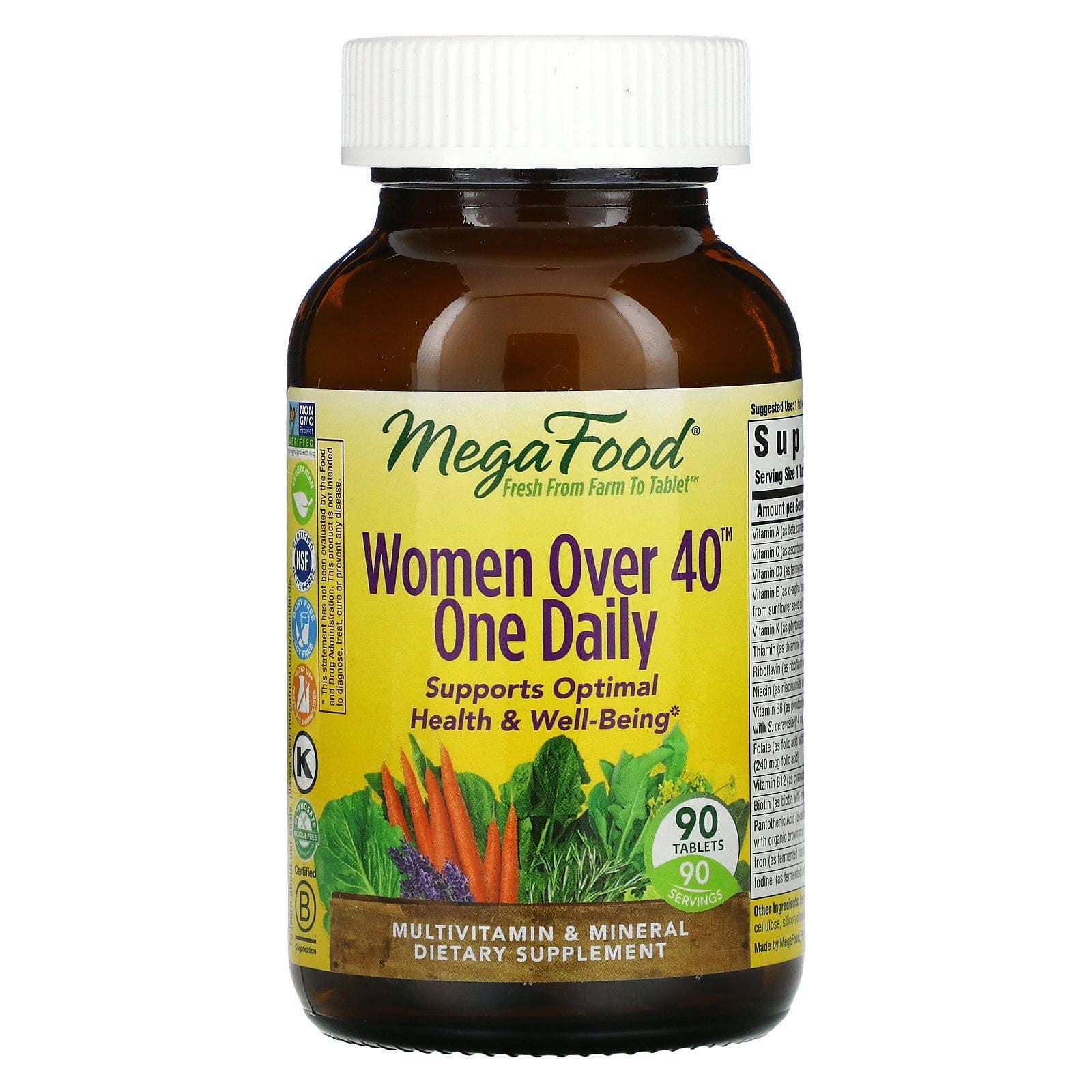 MegaFood, Women Over 40, Mujeres mayores de 40 años, Un comprimido diario, 90 comprimidos