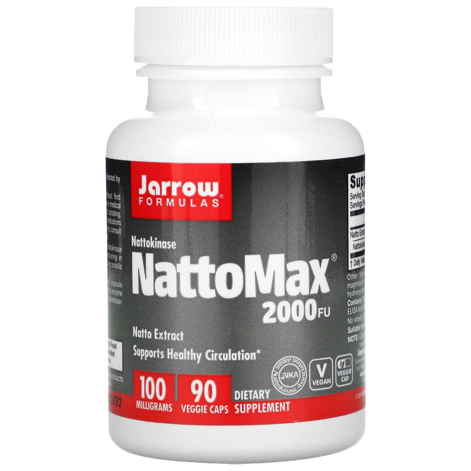 Jarrow Formulas, NattoMax 2000 UF, Suplemento alimentario, 100 mg, 90 cápsulas vegetales