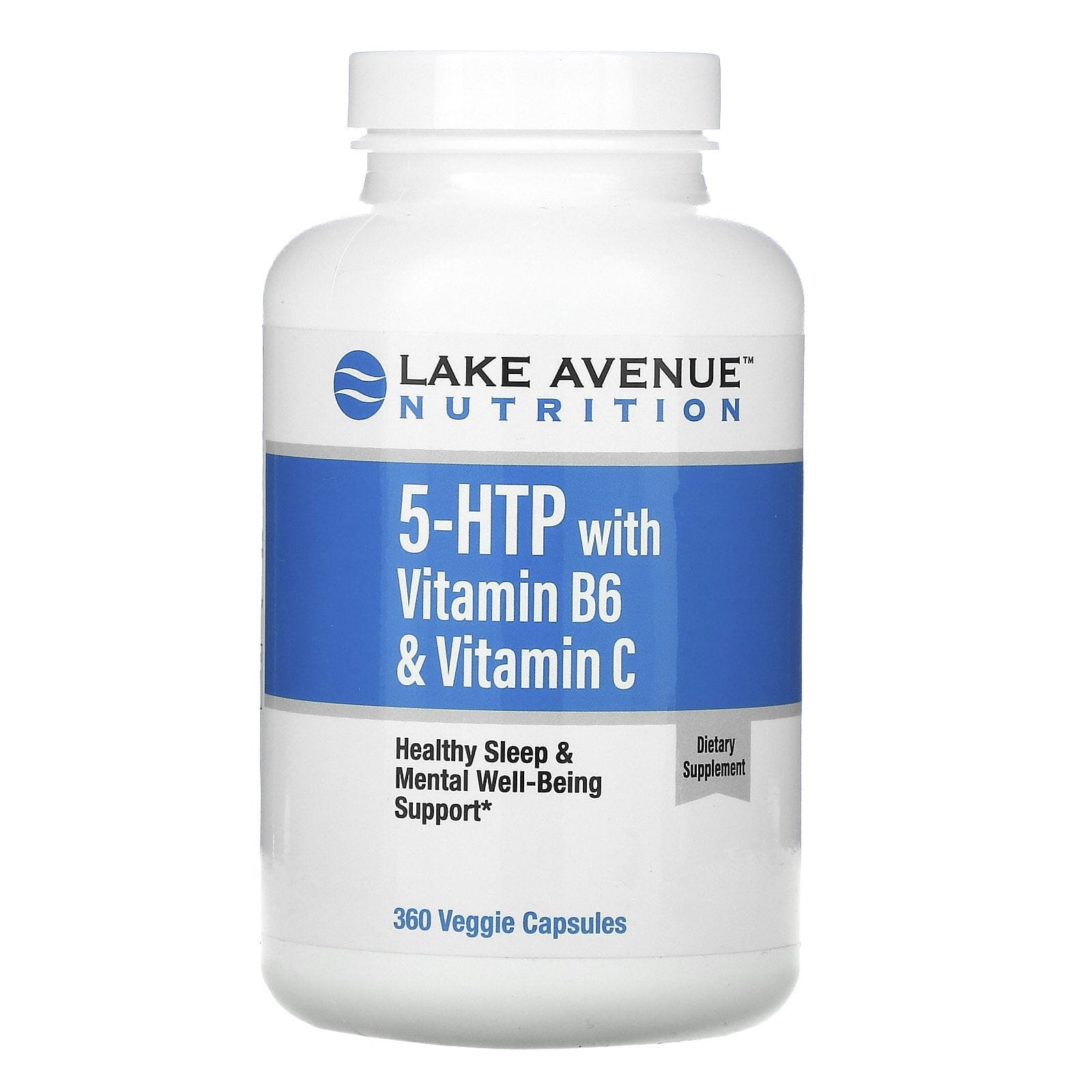 Lake Avenue Nutrition, 5-hidroxitriptófano con vitamina B6 y vitamina C, 360 cápsulas vegetales