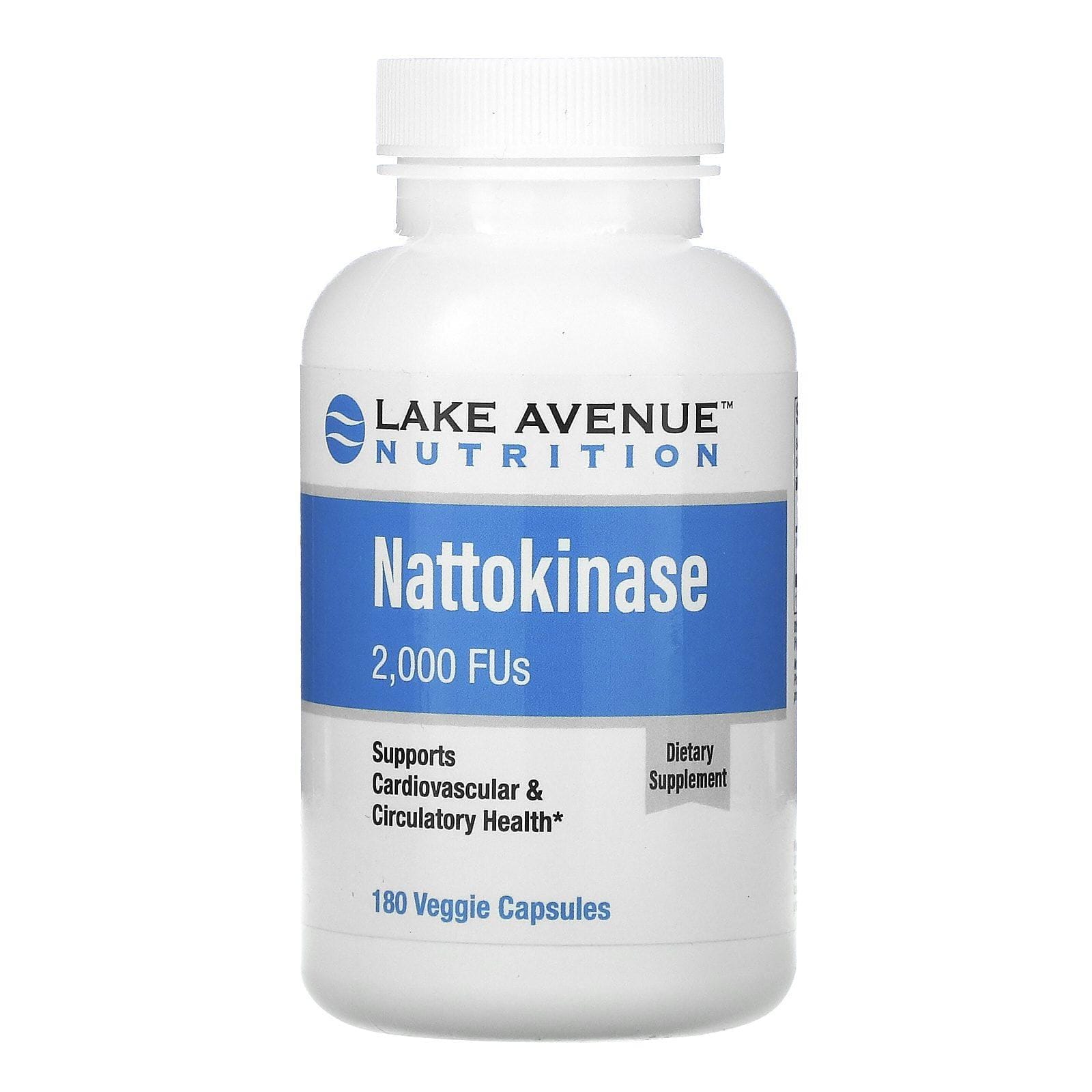 Lake Avenue Nutrition, Natoquinasa, Enzima proteolítica, 2000 FU, 180 cápsulas vegetales