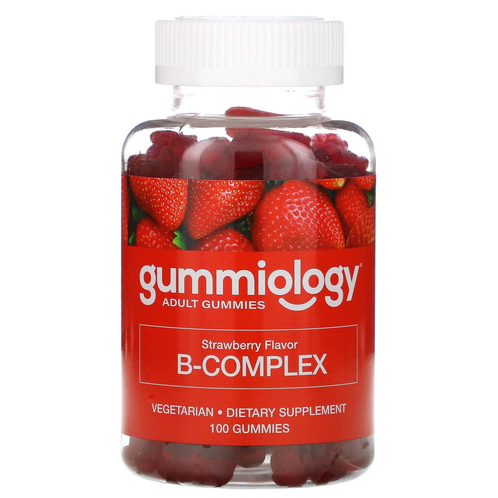 Gummiology, Gomitas con complejo de vitaminas B, Sabor a fresa, 100 gomitas