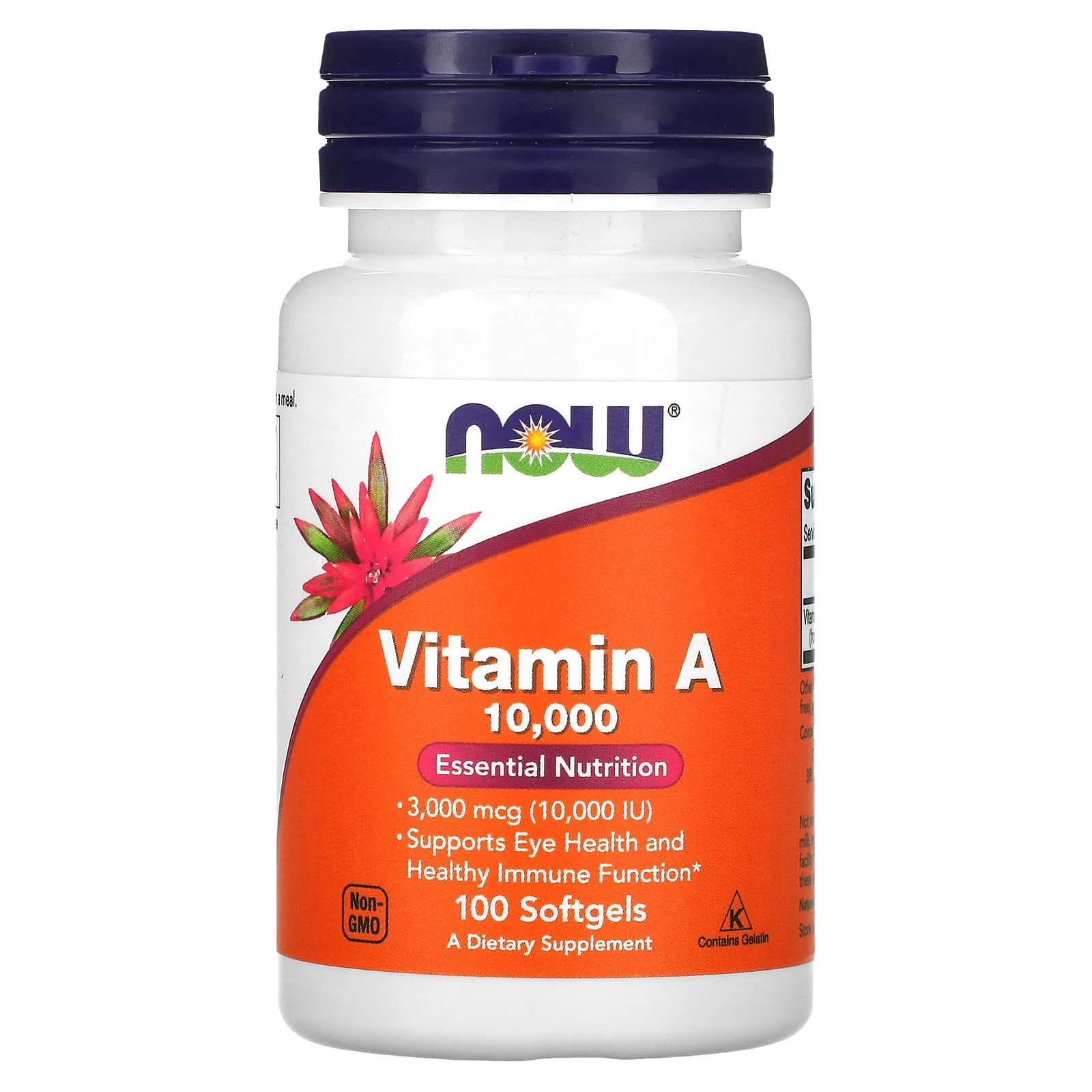 NOW Foods, Vitamina A, 10.000 UI, 100 cápsulas blandas