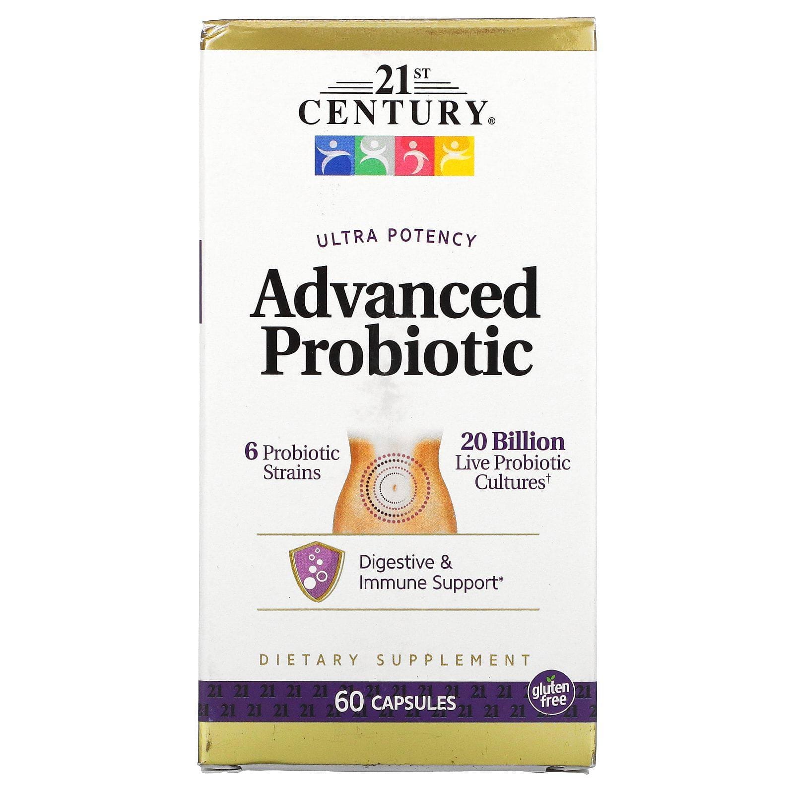 21st Century, Probiótico avanzado, Ultrapotencia, 60 cápsulas