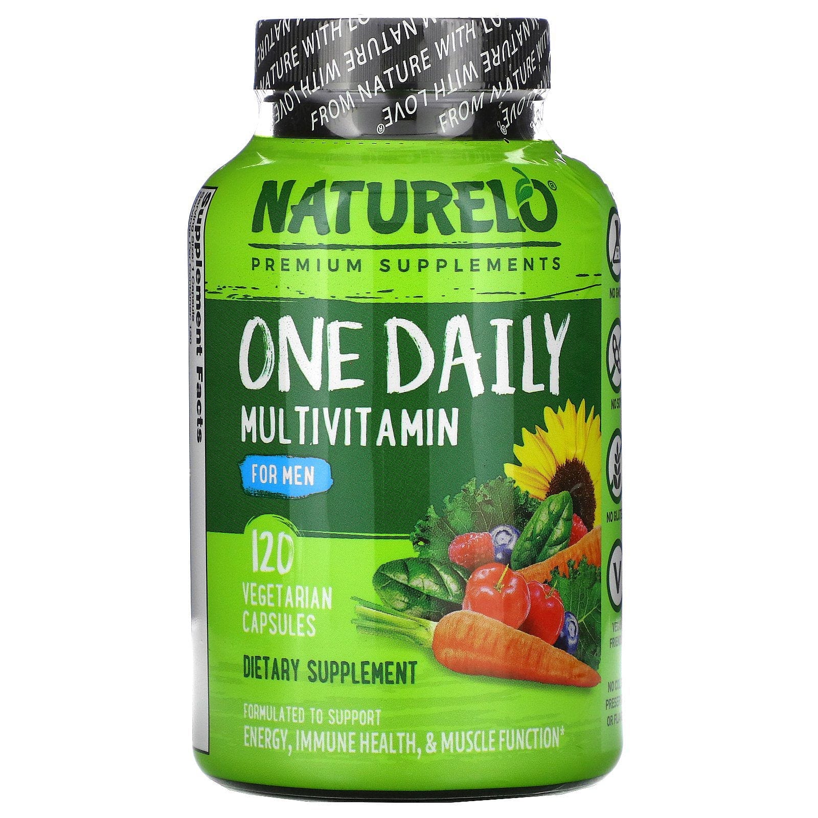 NATURELO, Suplemento multivitamínico de una ingesta diaria para hombres, 120 cápsulas vegetales