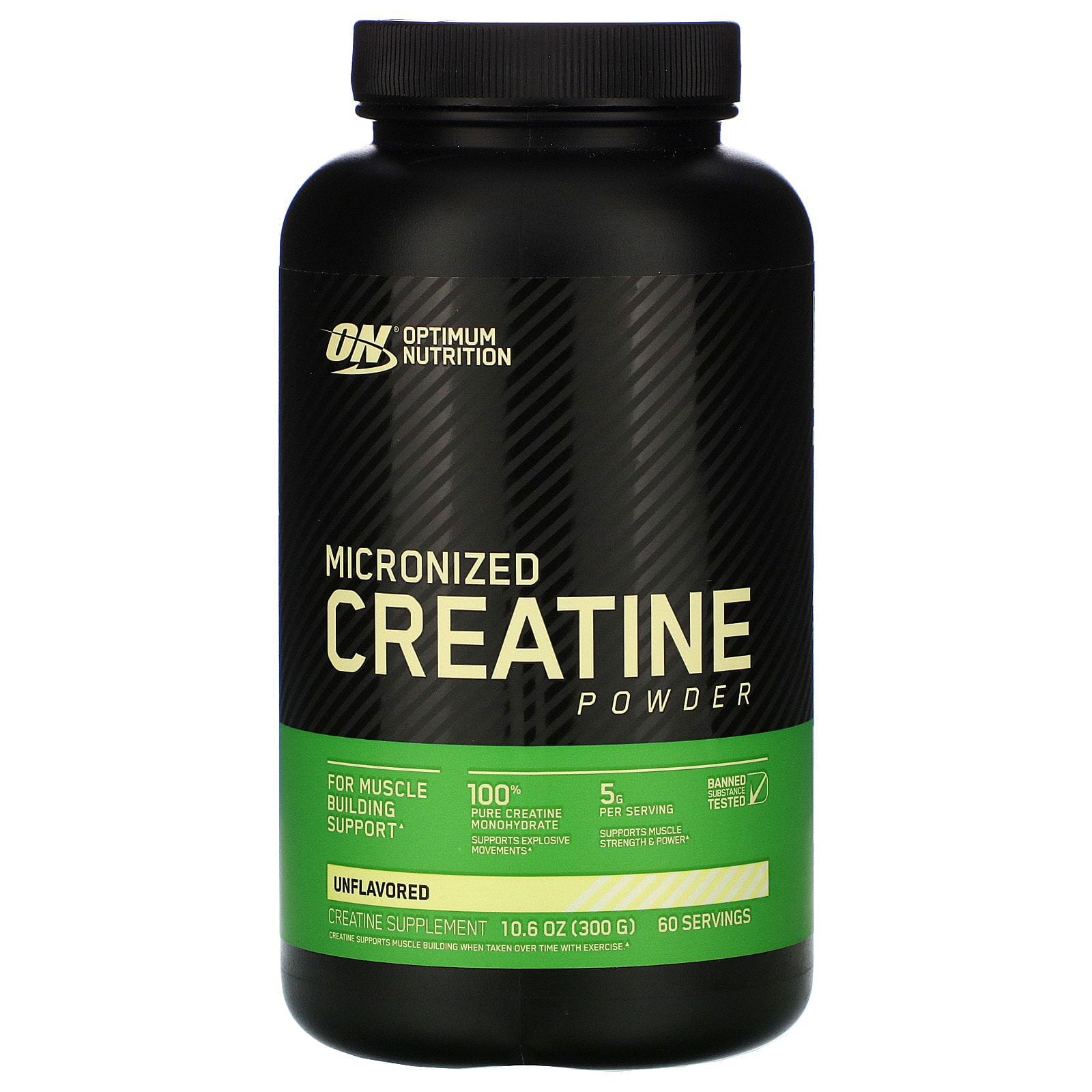 Optimum Nutrition, Creatina Micronizada en Polvo, Sin Sabor, 5,000 mg, 10.5 oz (300 g)
