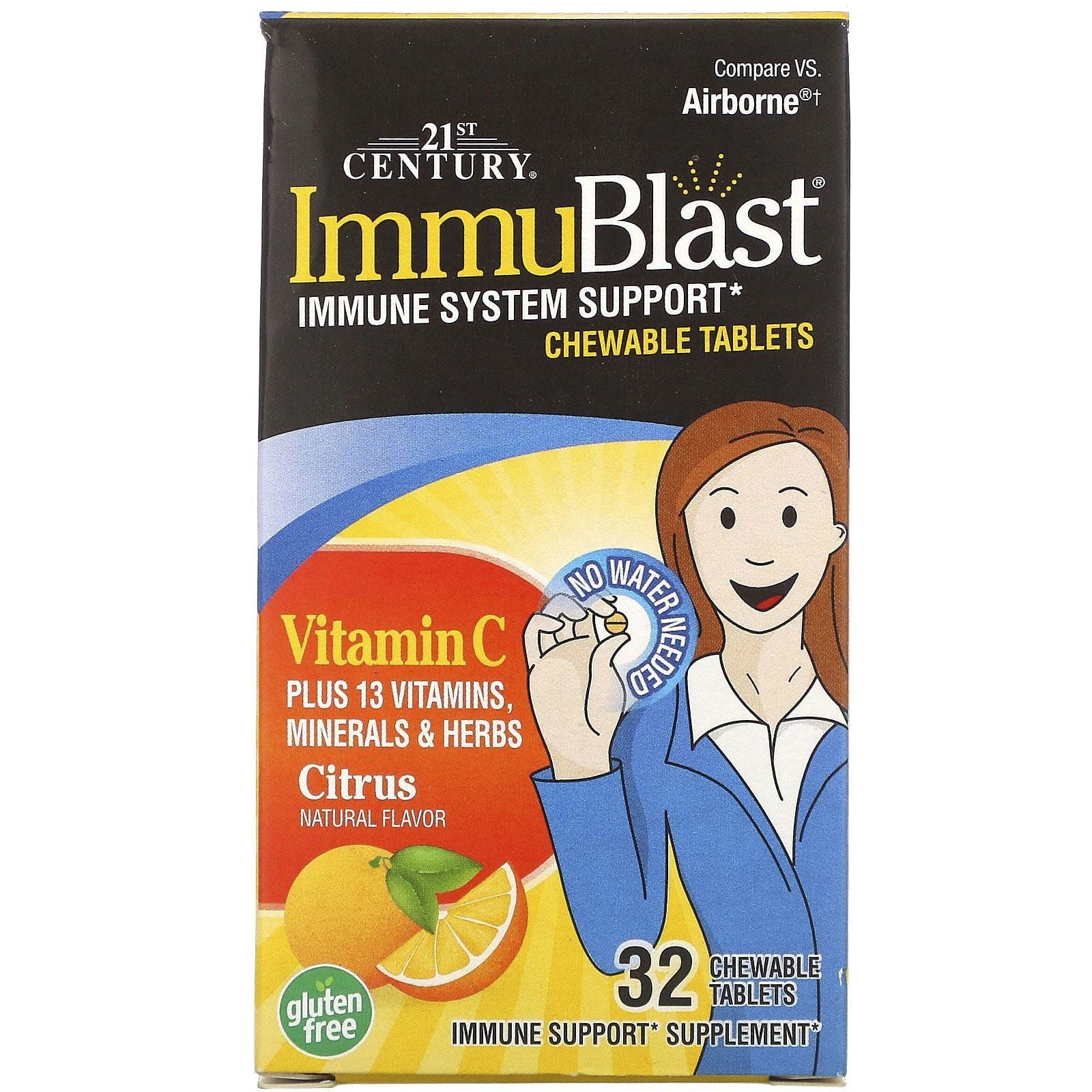 21st Century, ImmuBlast, cítricos, 32 tabletas masticables