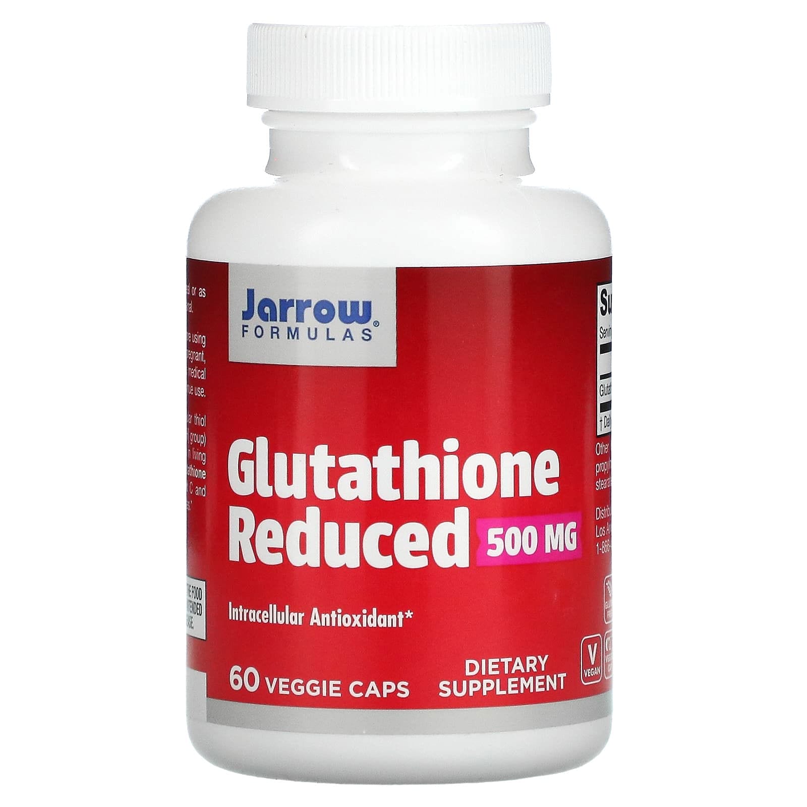 Jarrow Formulas, Glutatión reducido, 500 mg, 60 cápsulas vegetales